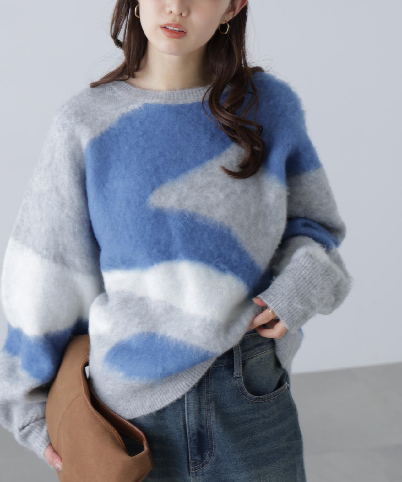 起毛ニュアンス柄ニット
