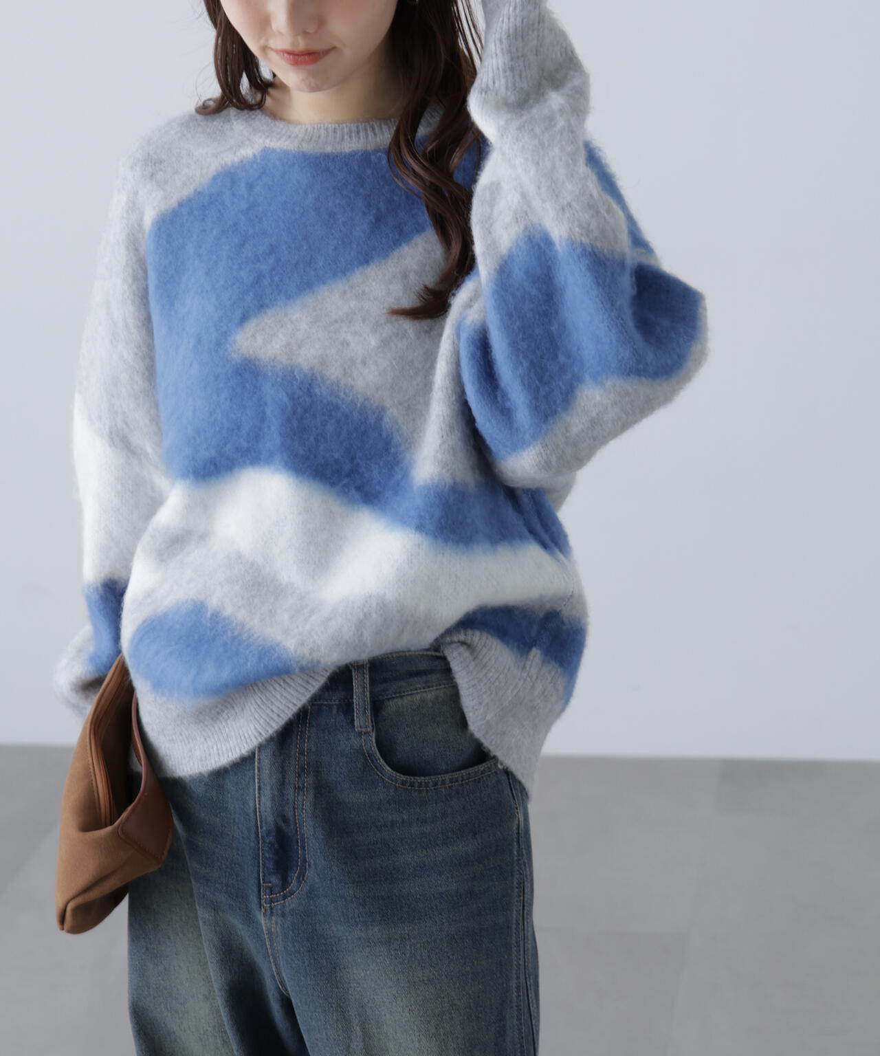 起毛ニュアンス柄ニット
