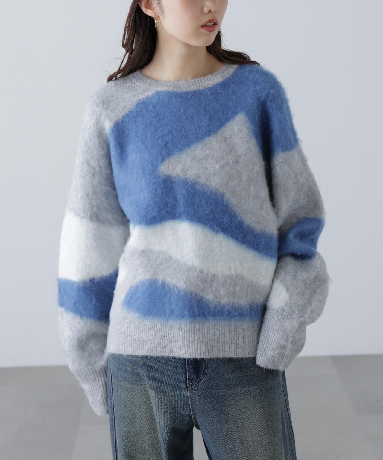 起毛ニュアンス柄ニット