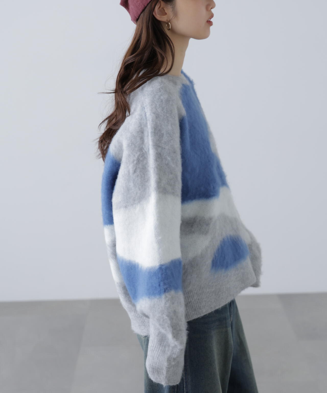 起毛ニュアンス柄ニット