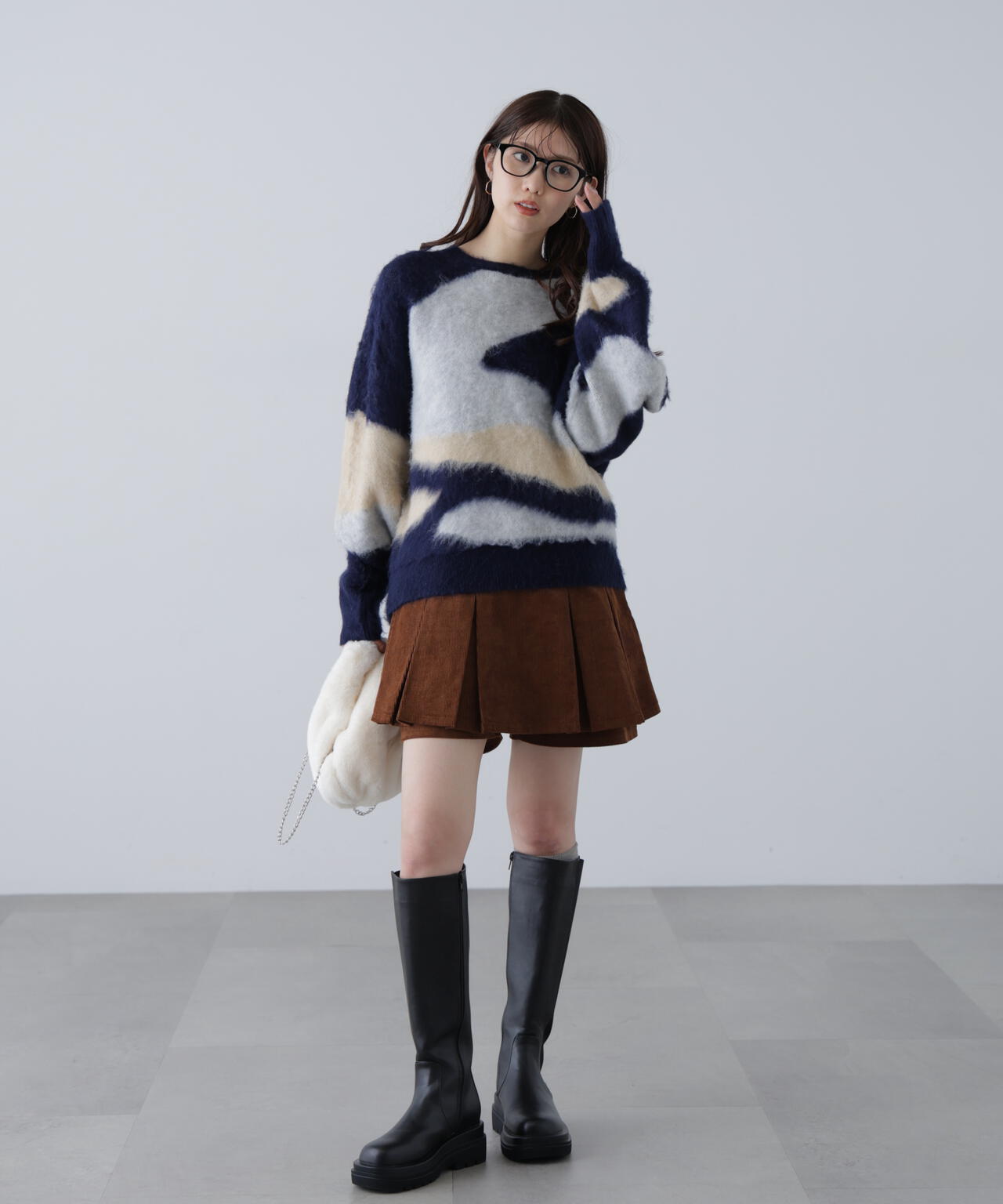 起毛ニュアンス柄ニット