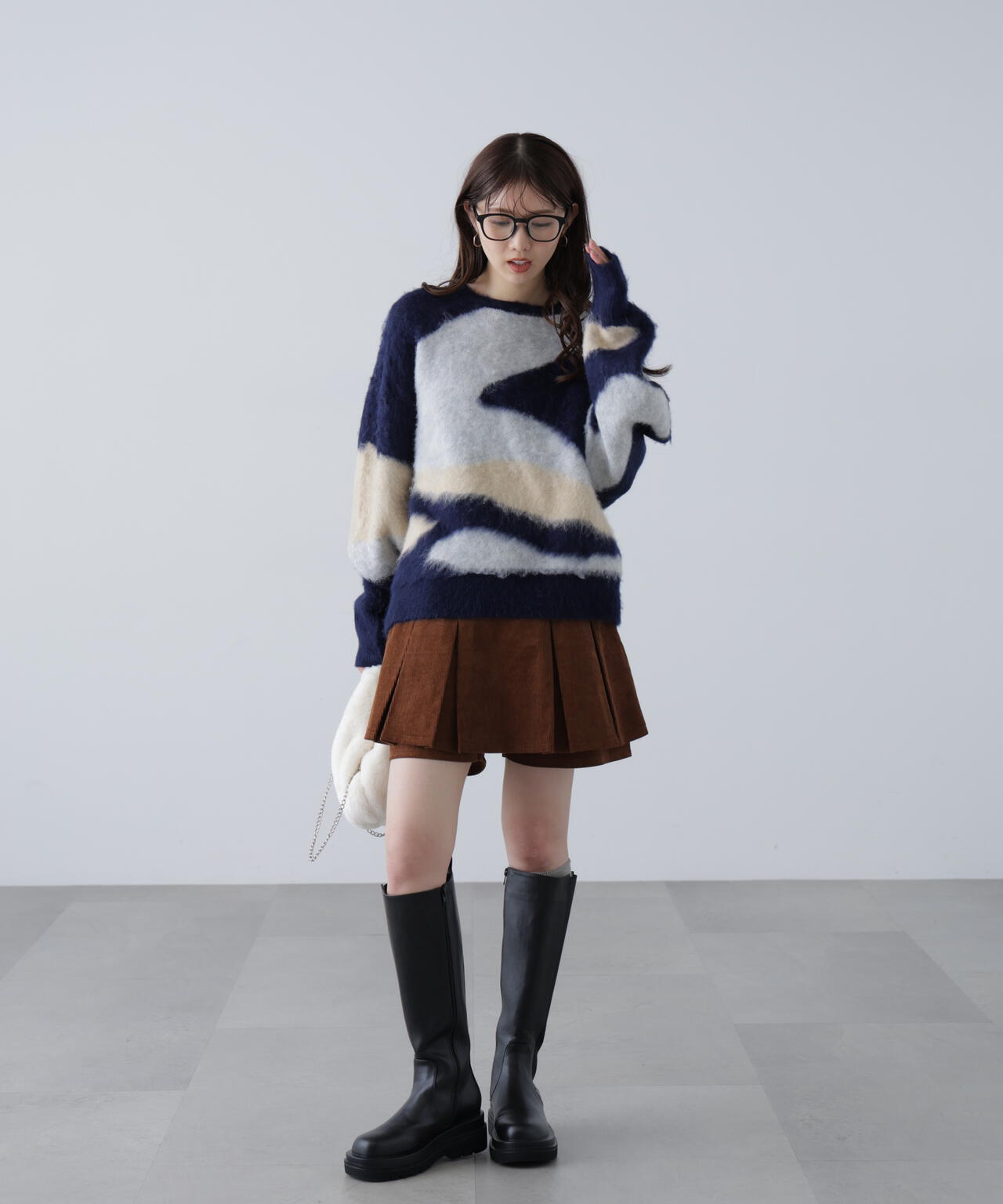 起毛ニュアンス柄ニット