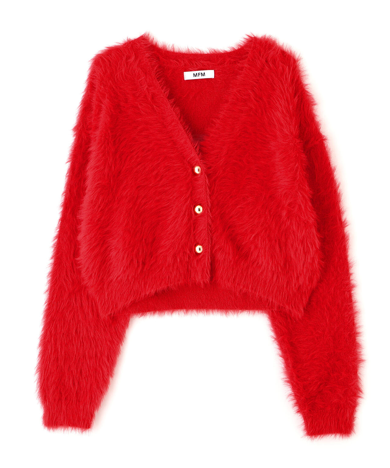 【はかな企画】金ボタンロングシャギーニットカーディガン〈MFM〉