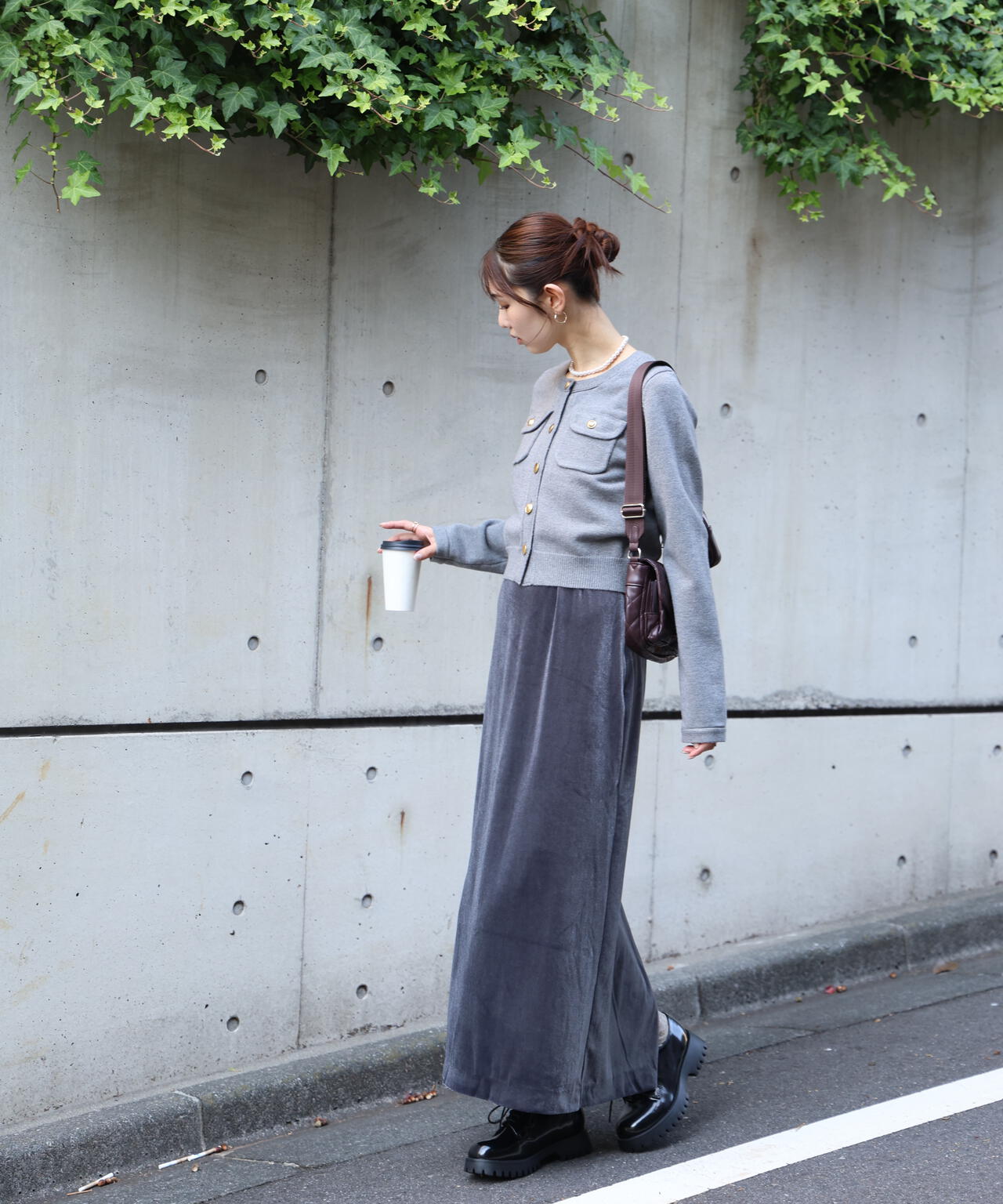 フロントポケット金ボタンニットカーディガン