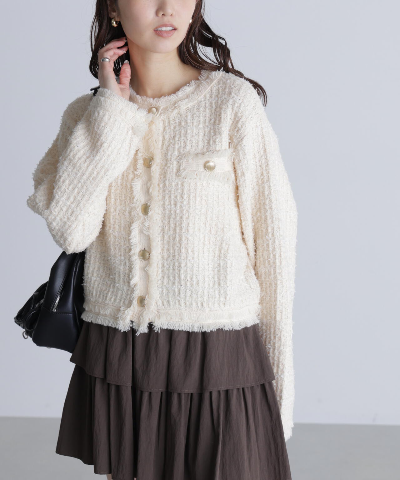 【オフ 追加生産予約】ツィードニットカーディガン