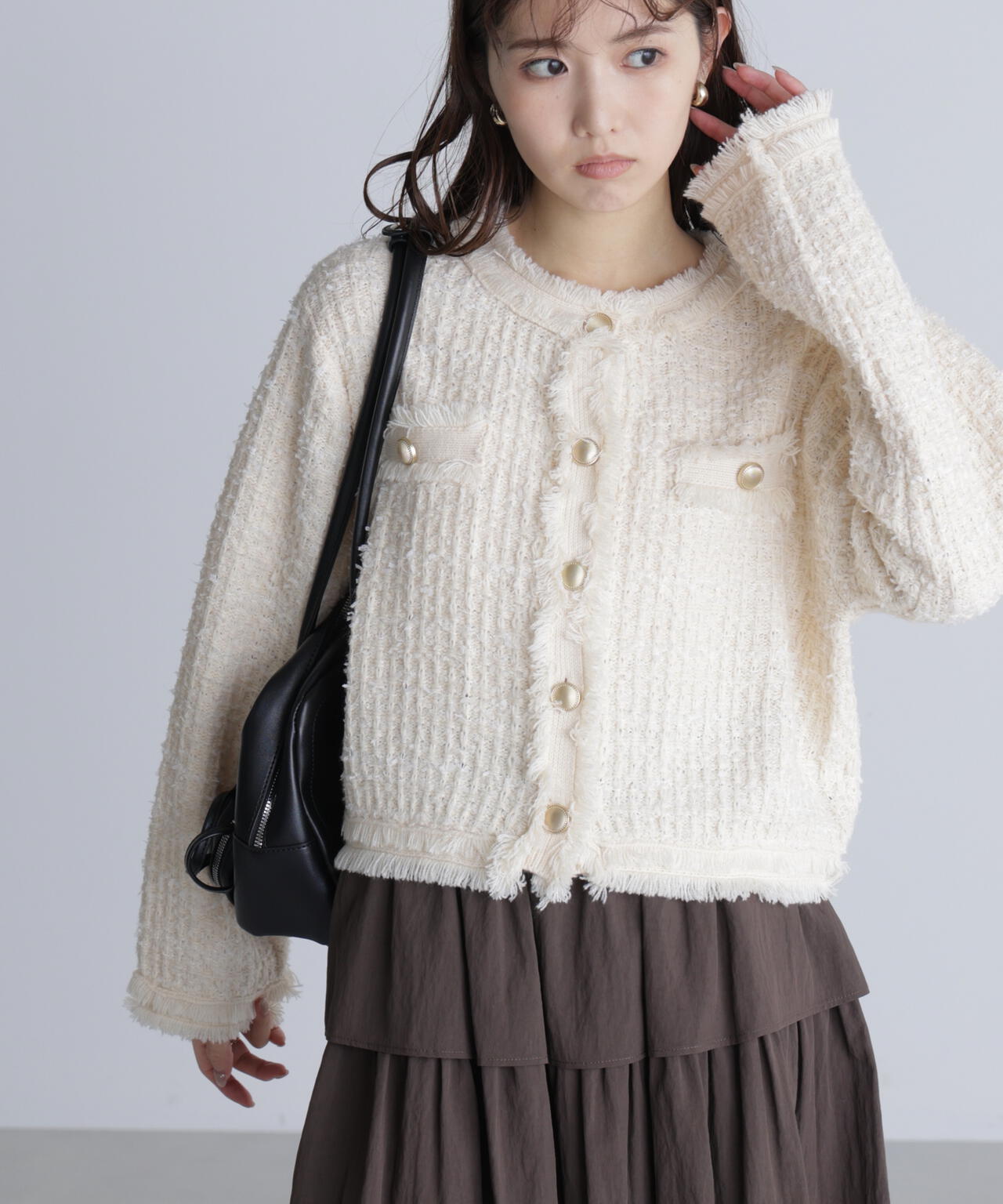 【オフ 追加生産予約】ツィードニットカーディガン
