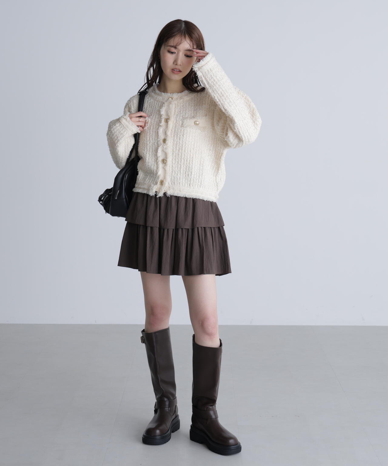 【オフ 追加生産予約】ツィードニットカーディガン