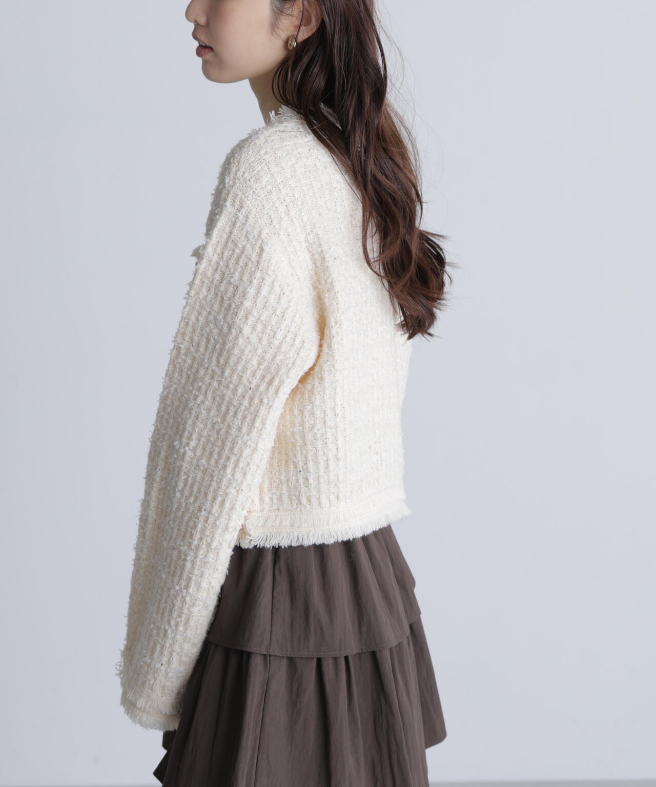 【オフ 追加生産予約】ツィードニットカーディガン