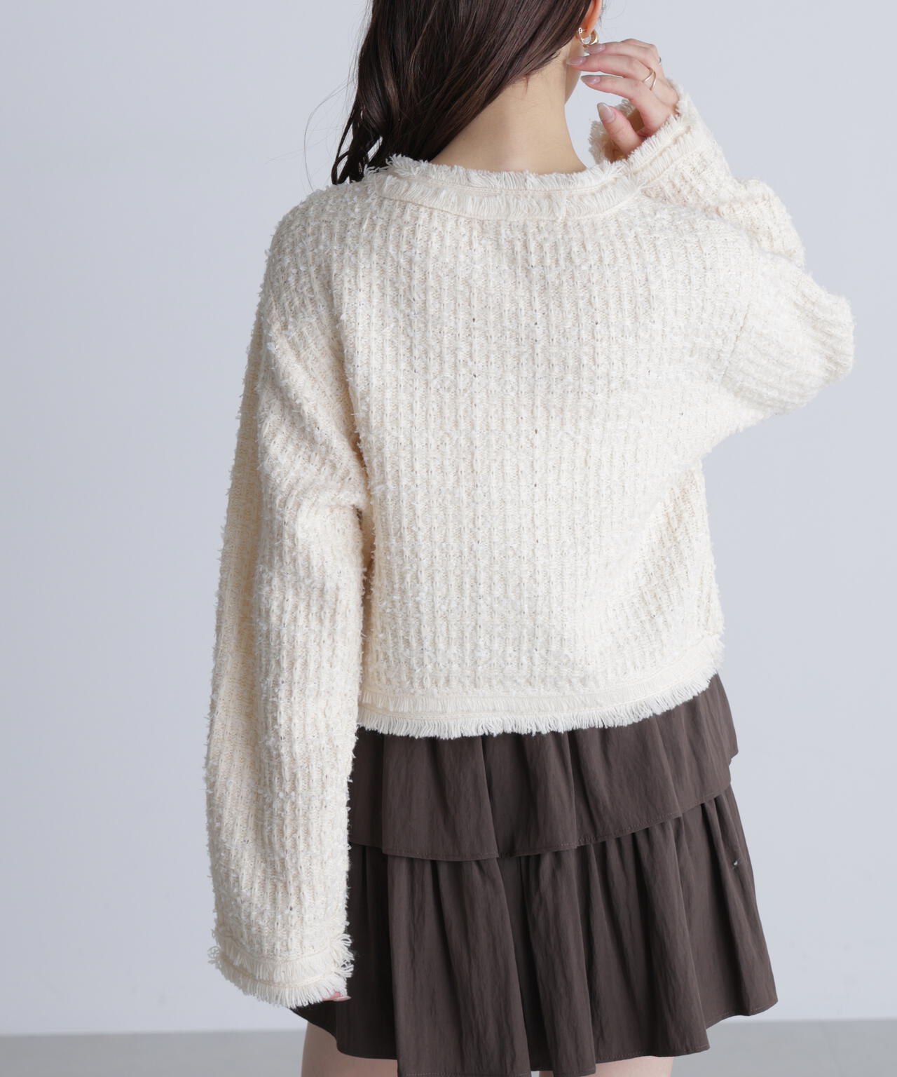 【オフ 追加生産予約】ツィードニットカーディガン