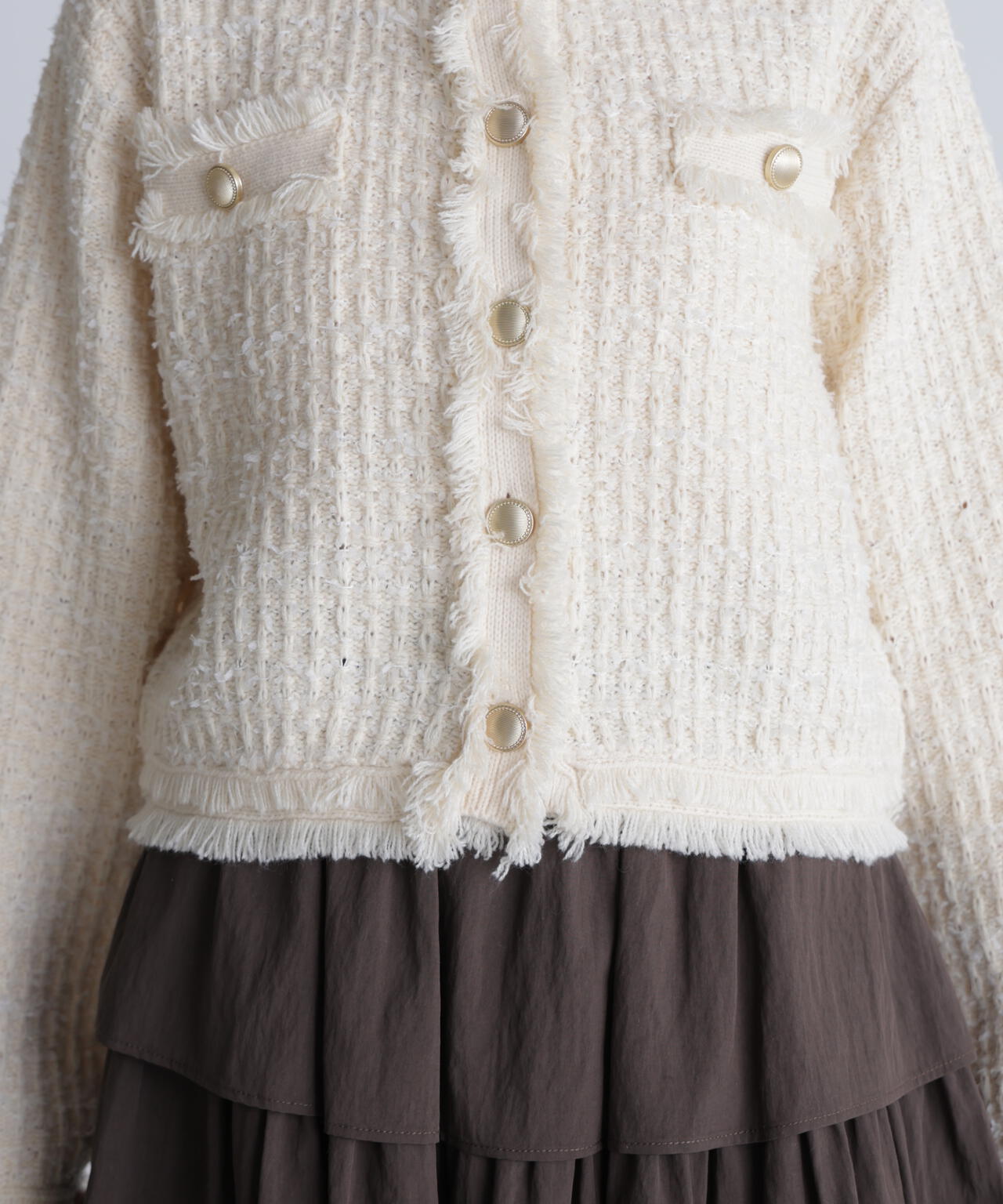 【オフ 追加生産予約】ツィードニットカーディガン