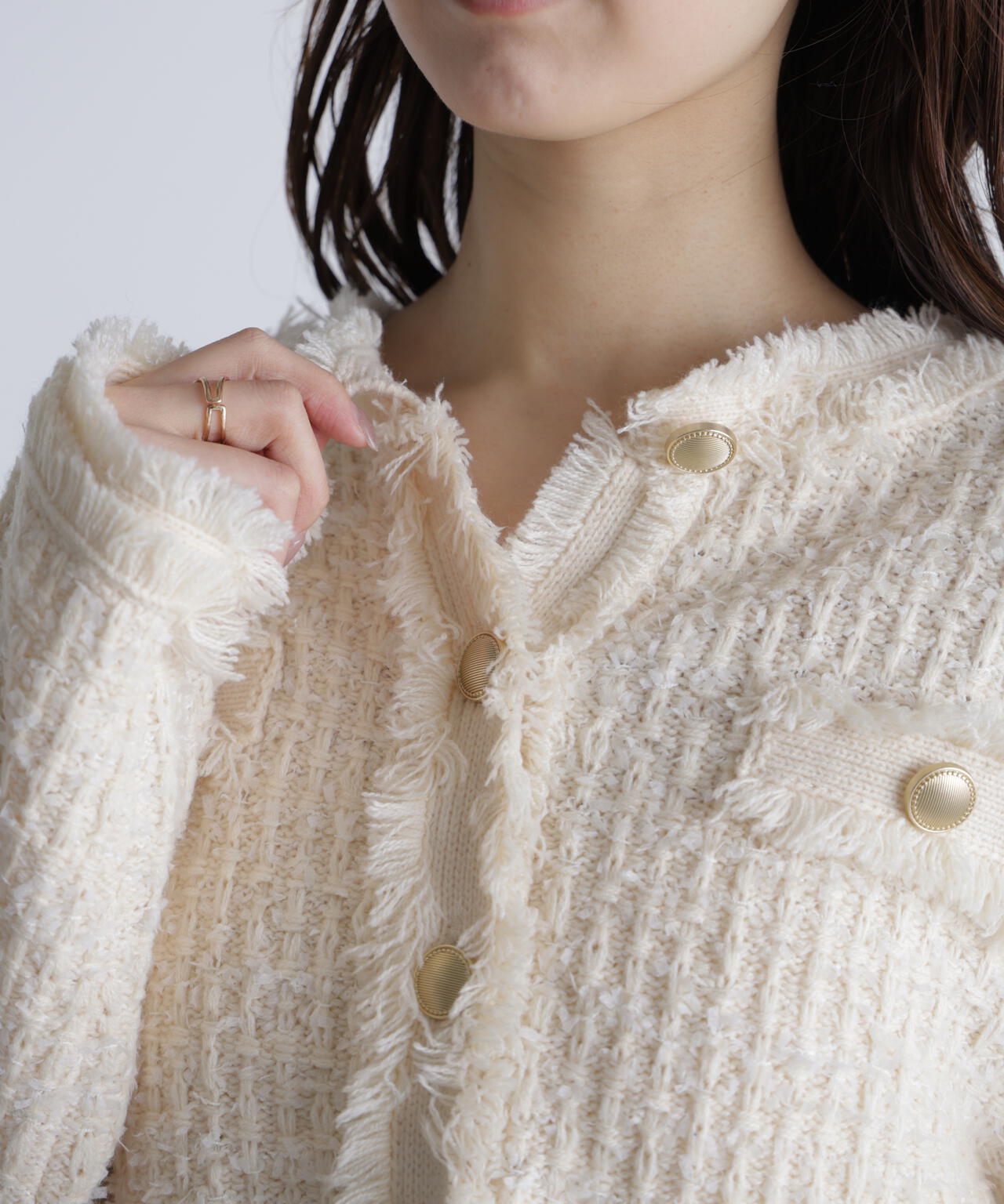 【オフ 追加生産予約】ツィードニットカーディガン