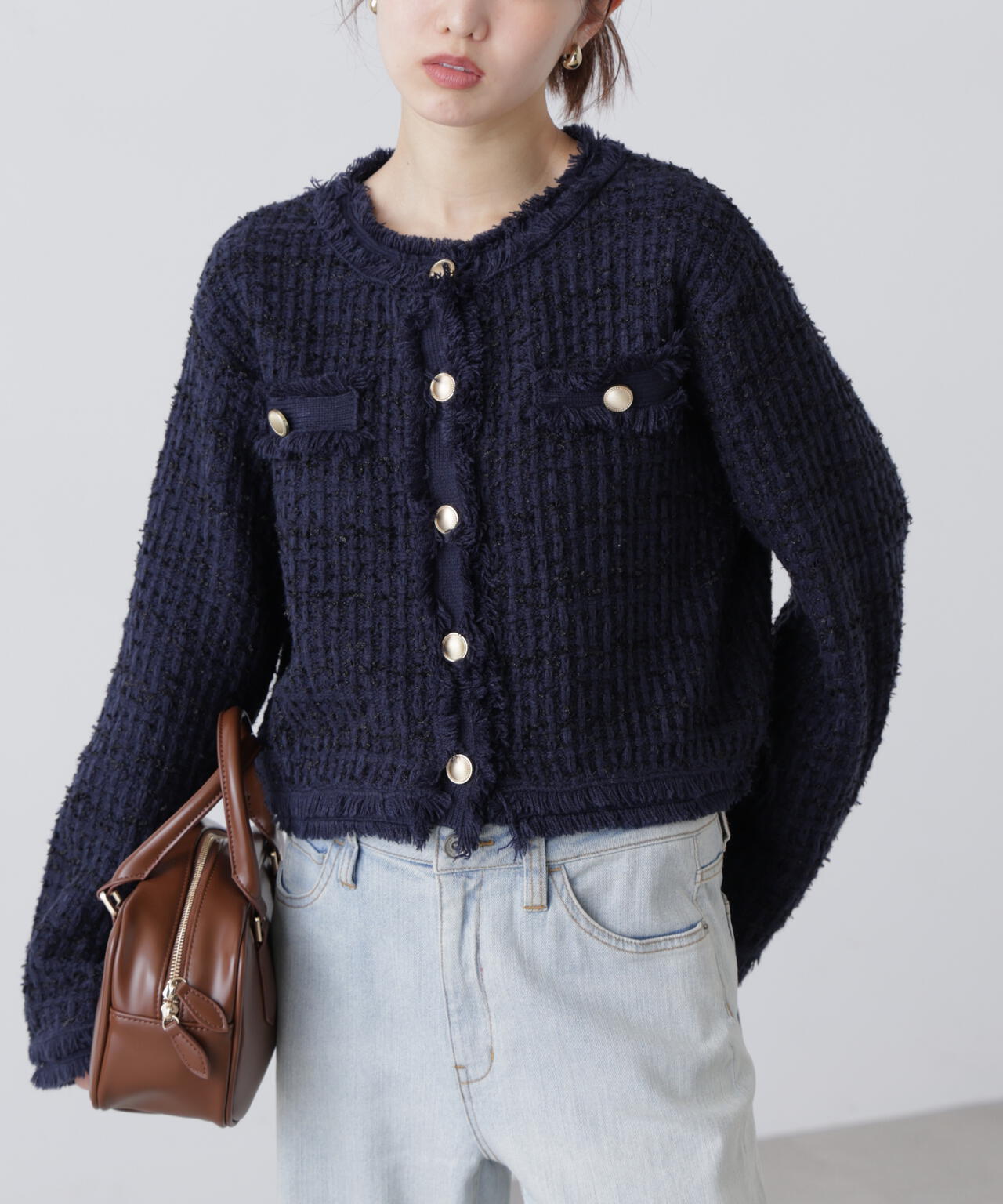 【オフ 追加生産予約】ツィードニットカーディガン