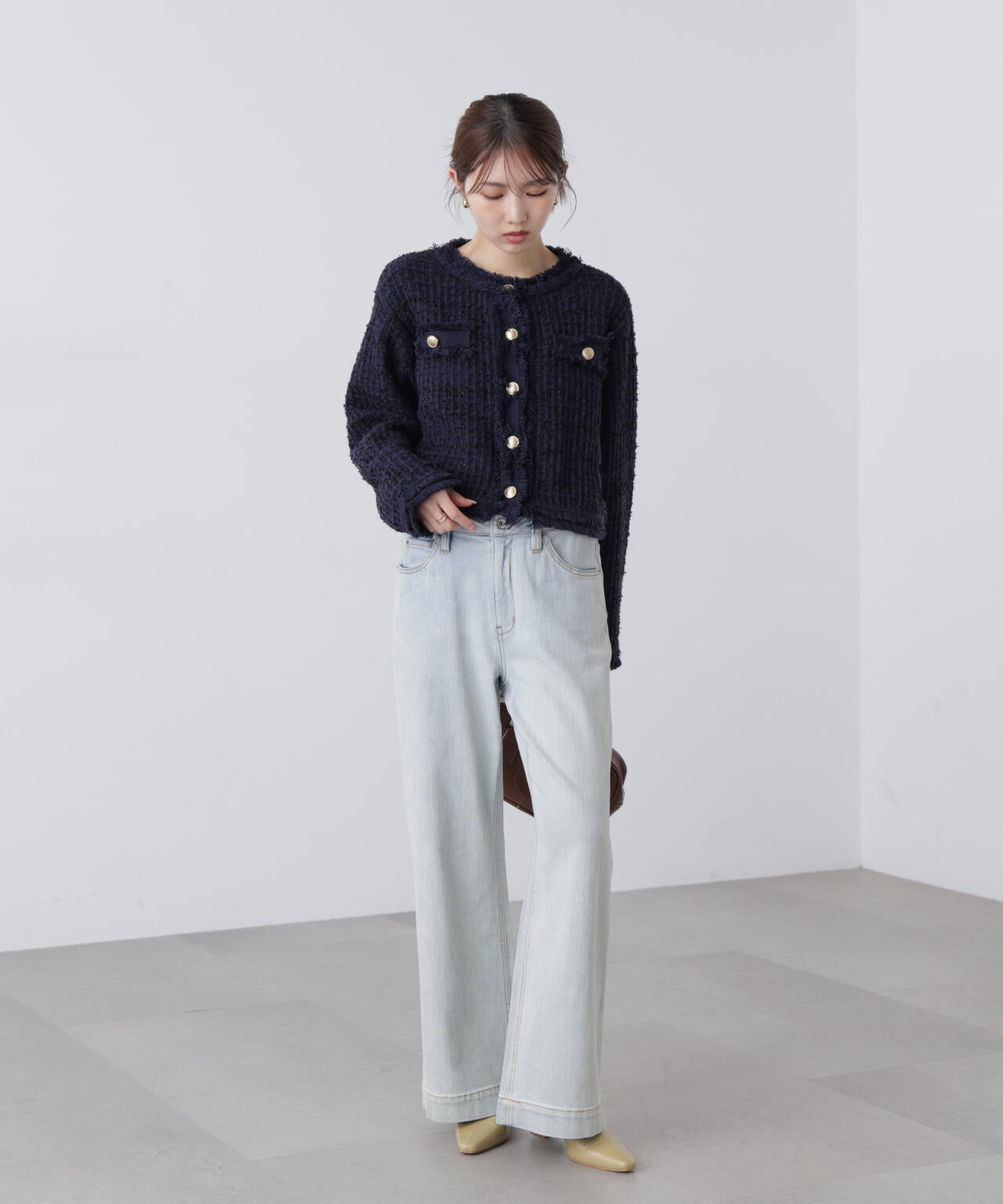 【オフ 追加生産予約】ツィードニットカーディガン