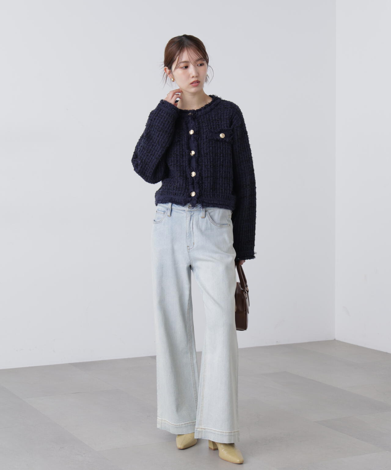 ツィードニットカーディガン