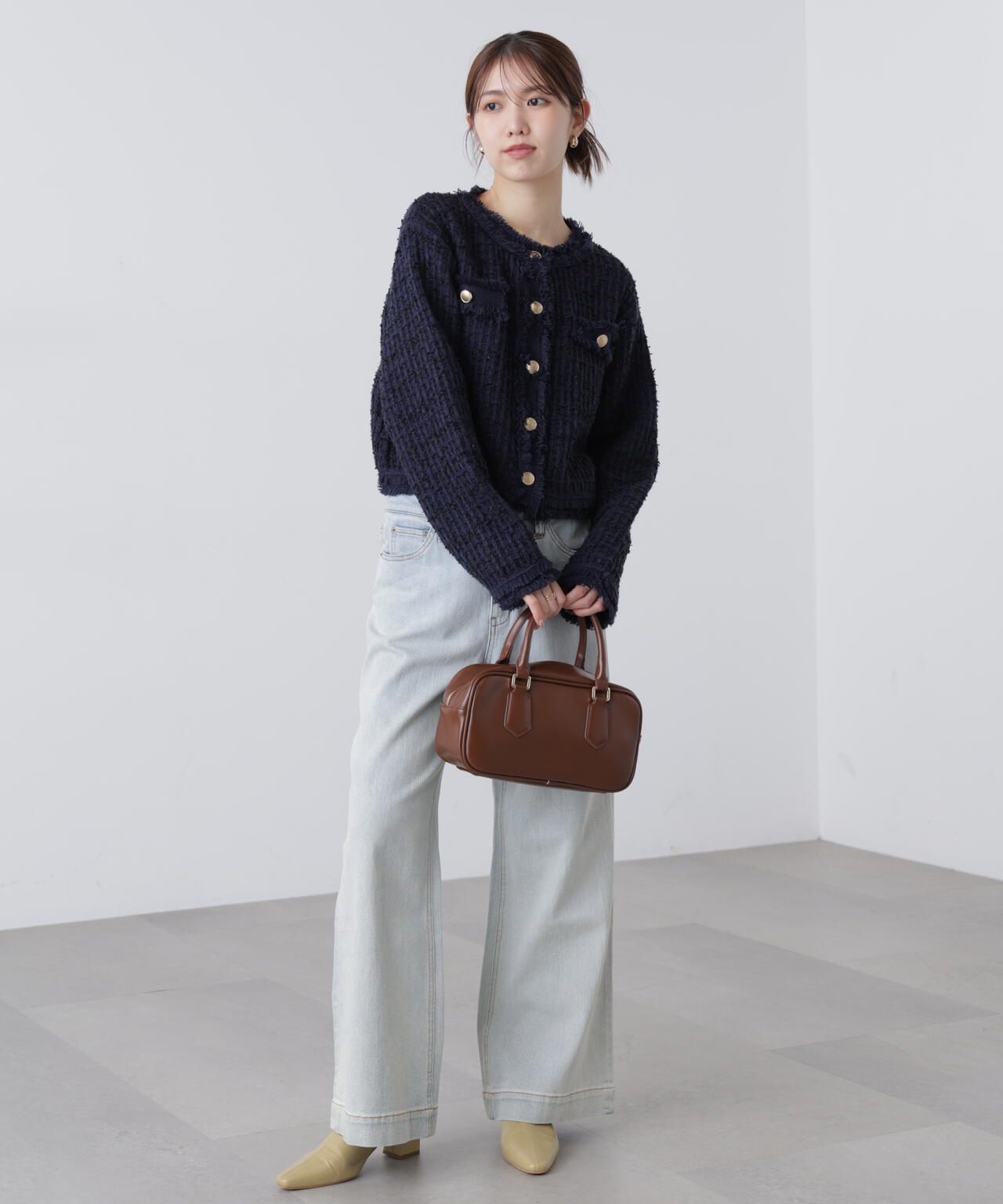 【オフ 追加生産予約】ツィードニットカーディガン