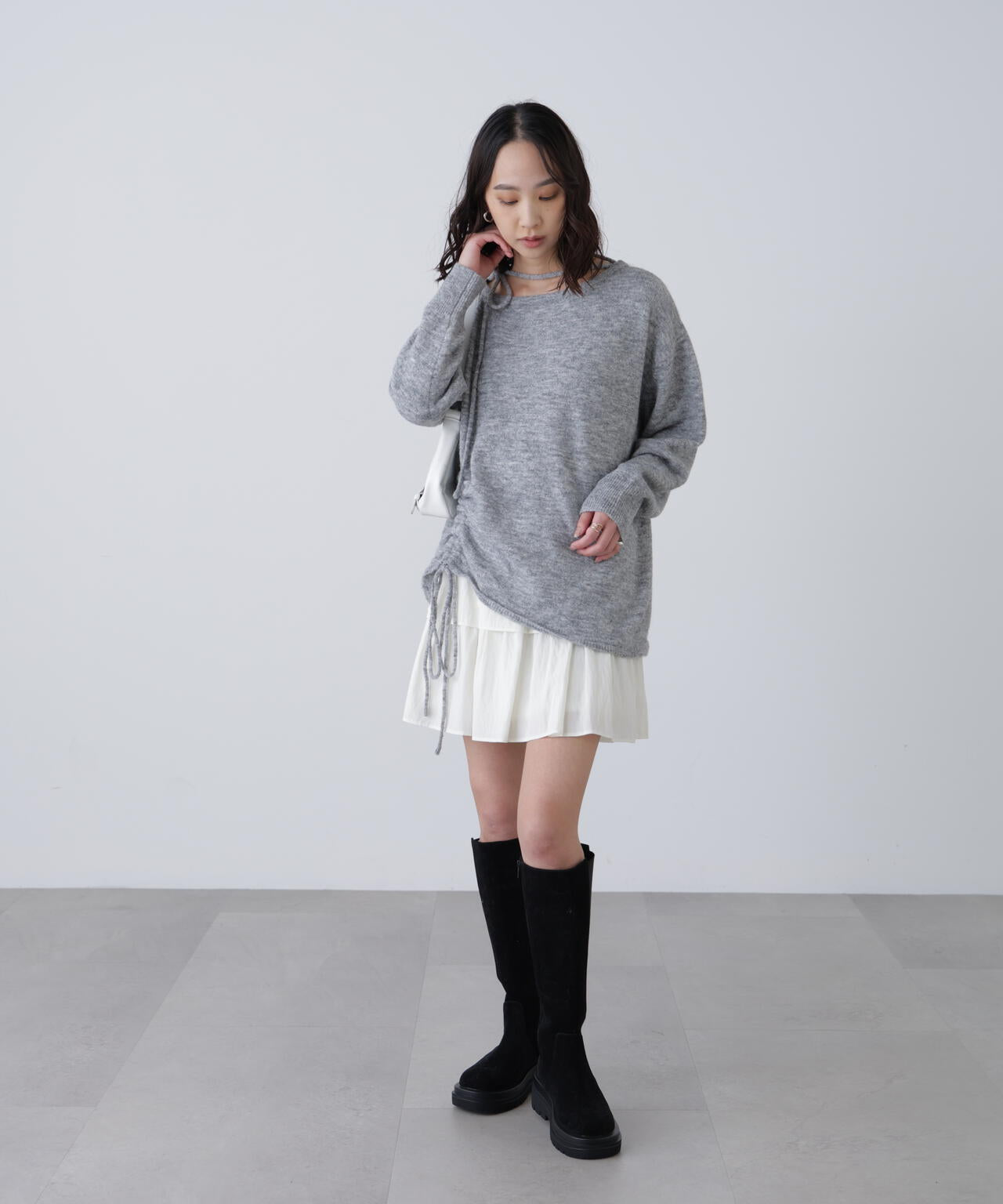 ワンショルルーズニット