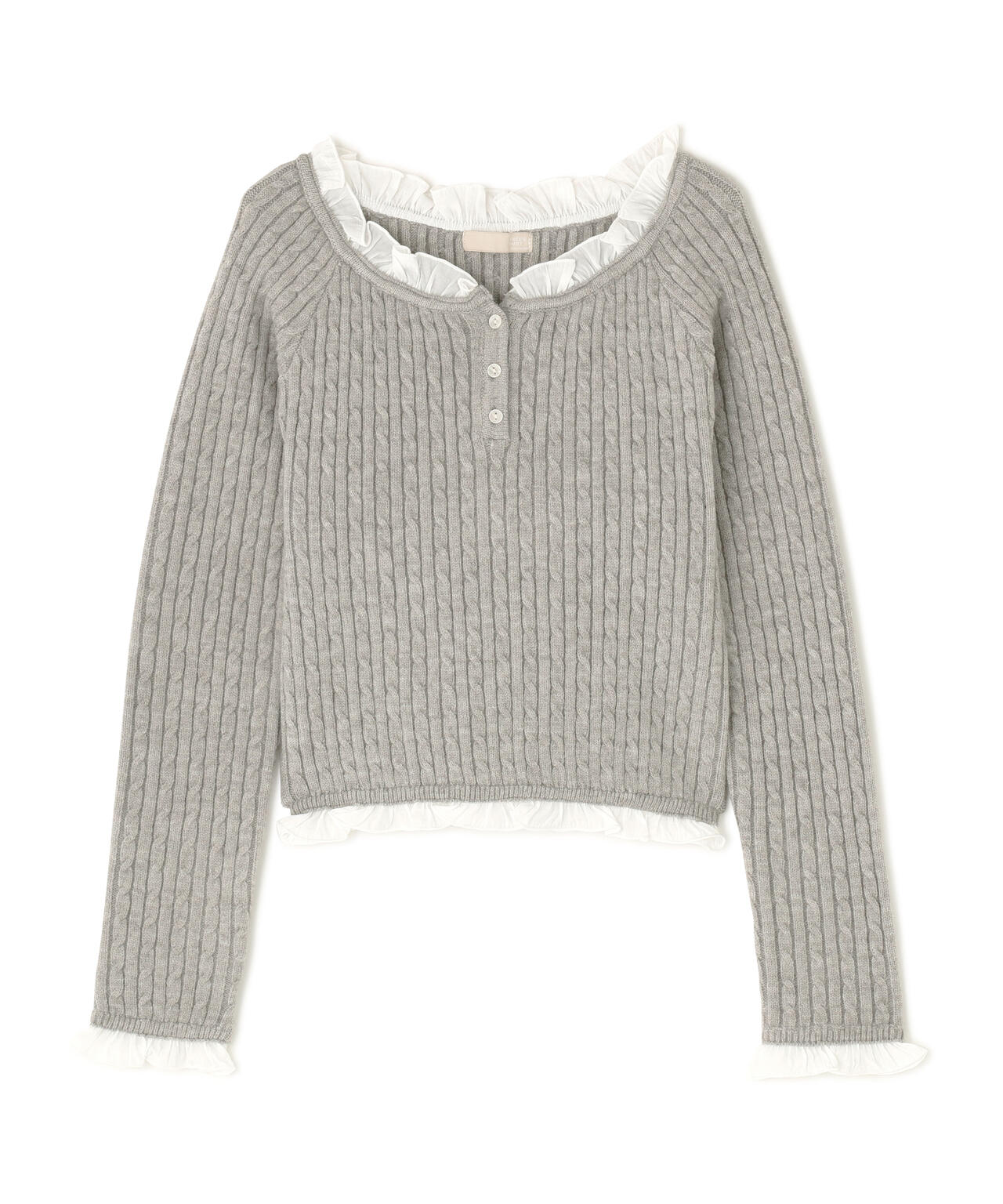 フリルドッキングコンパクトケーブルニット