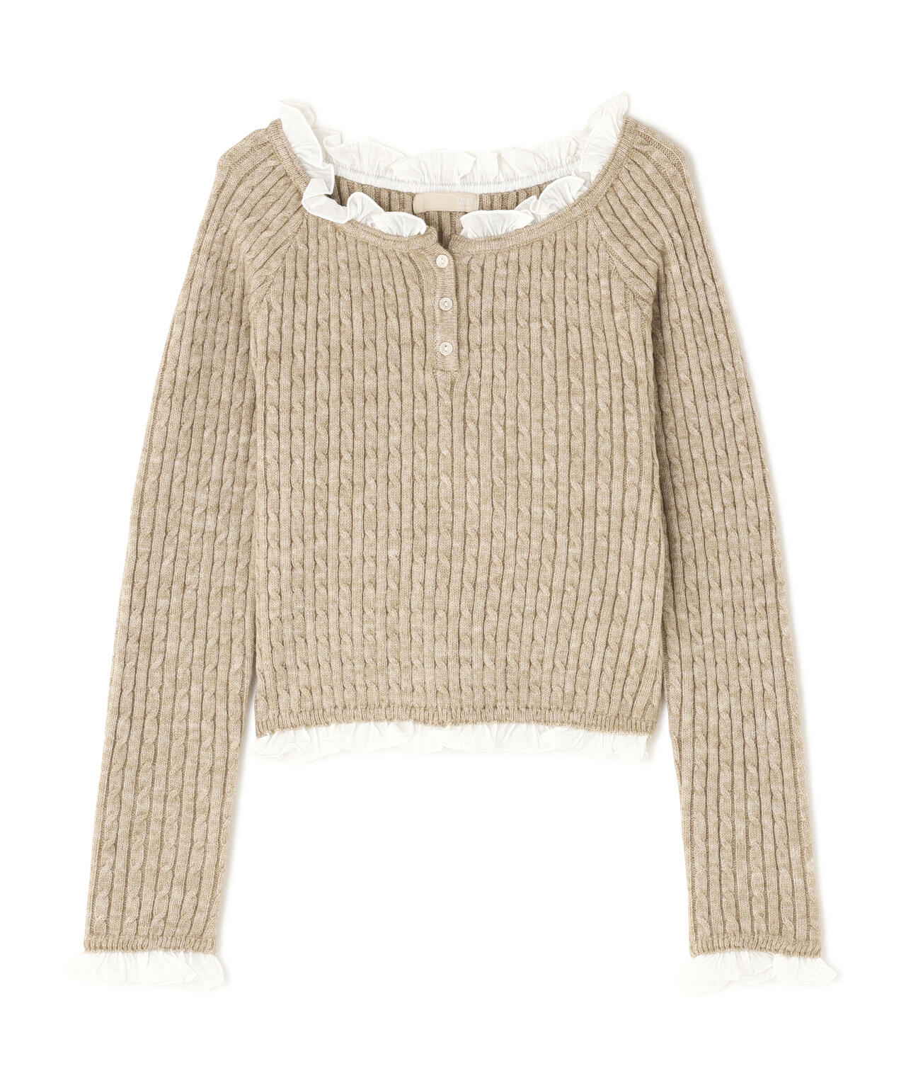 フリルドッキングコンパクトケーブルニット