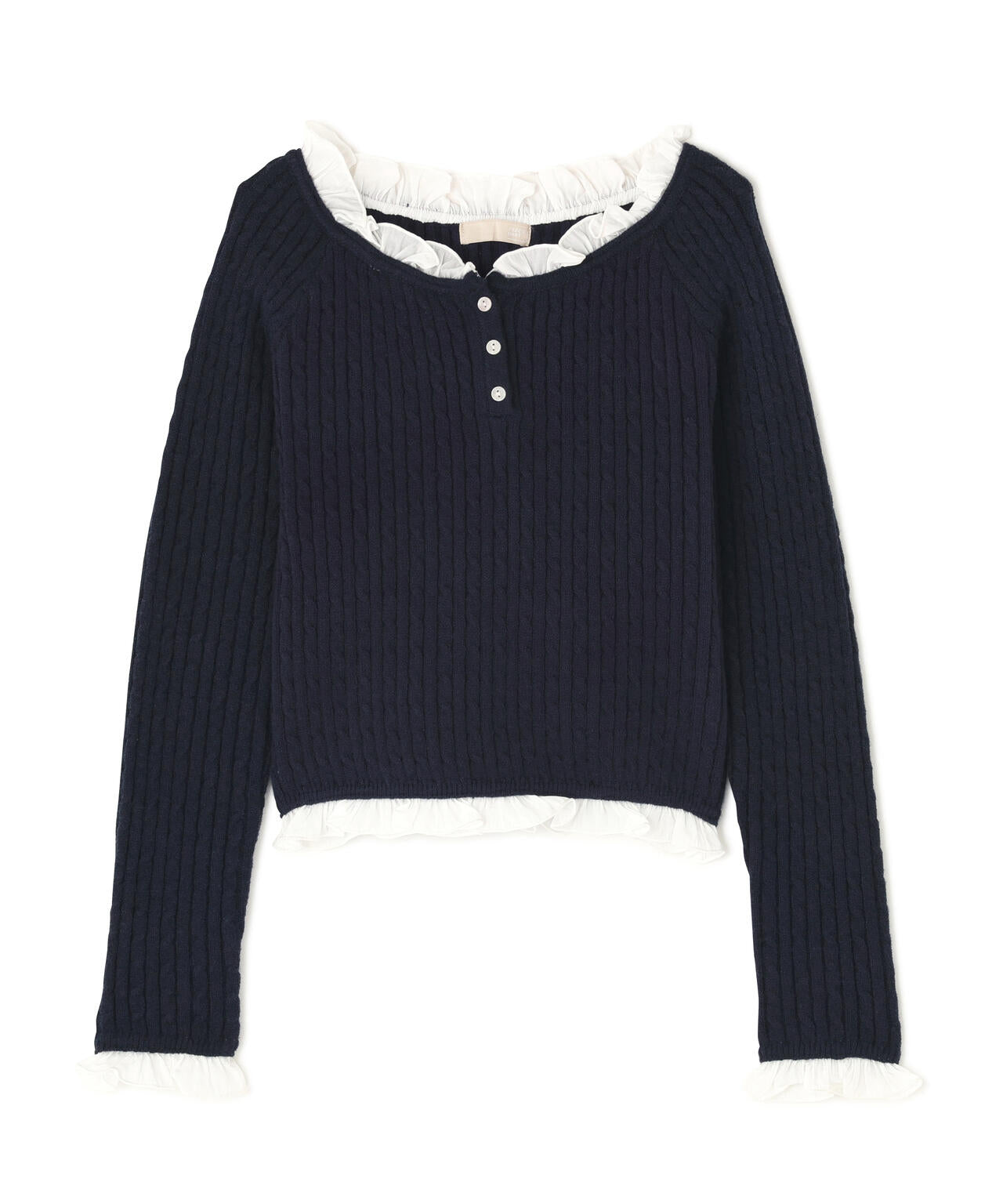 フリルドッキングコンパクトケーブルニット