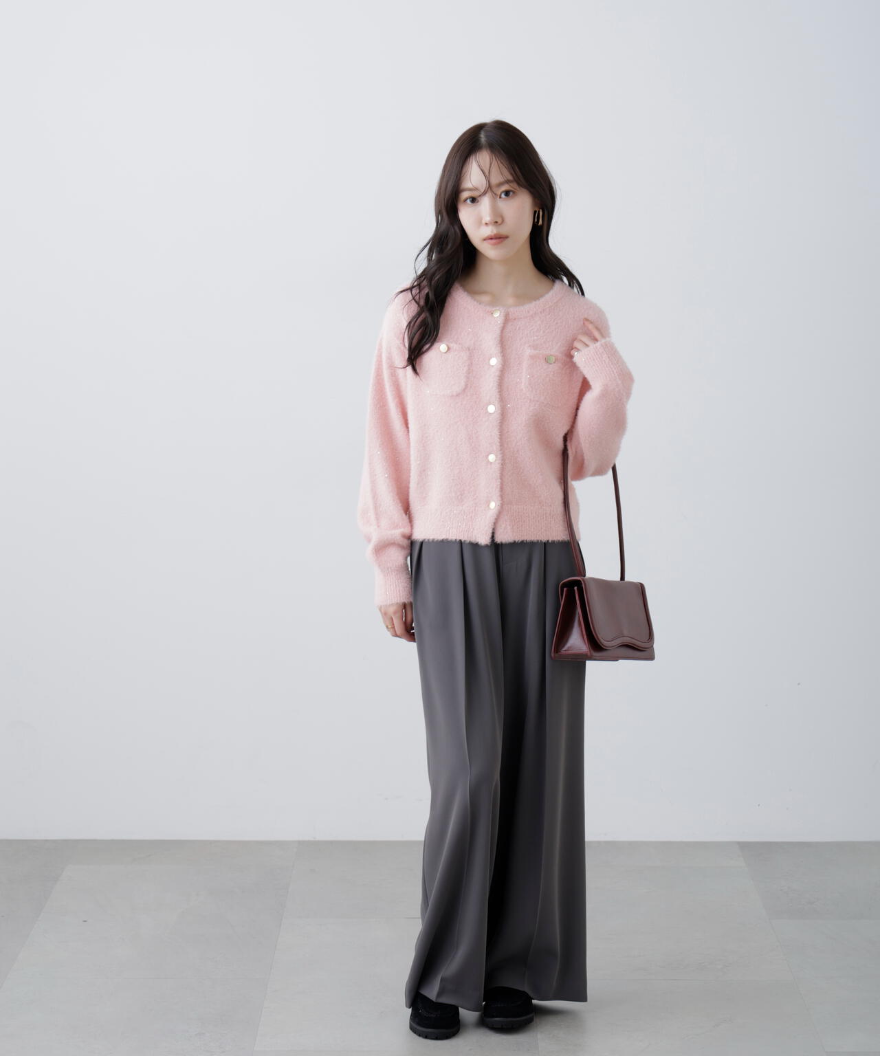 【MFM】金ボタンへアリースパンコールニットカーディガン