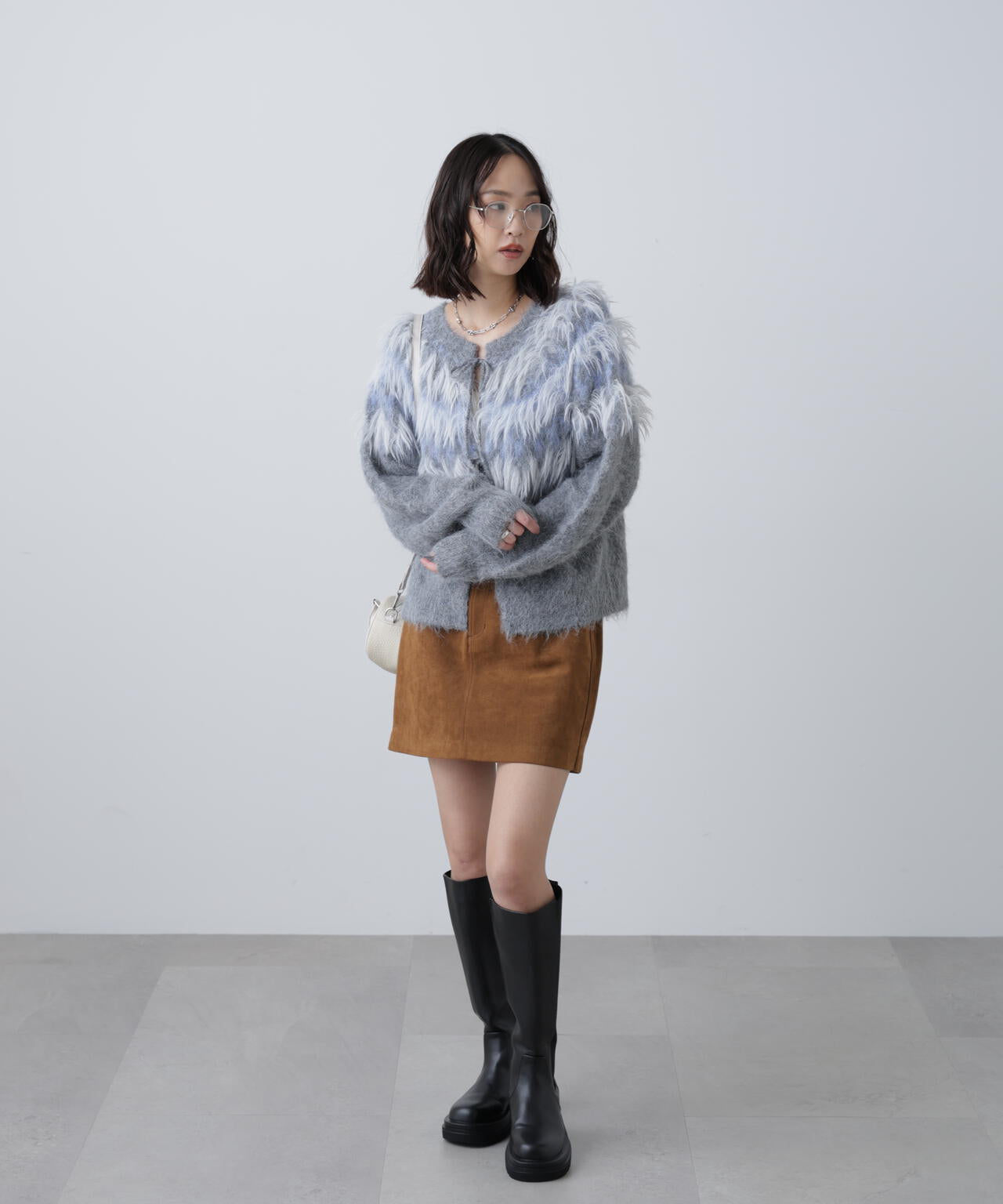 前後2WAYノルディック柄リボンカーディガン