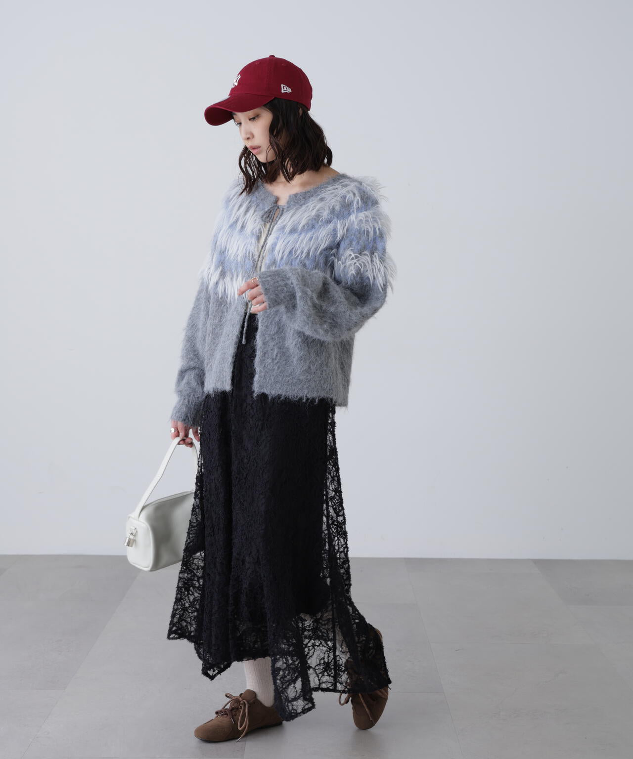 前後2WAYノルディック柄リボンカーディガン