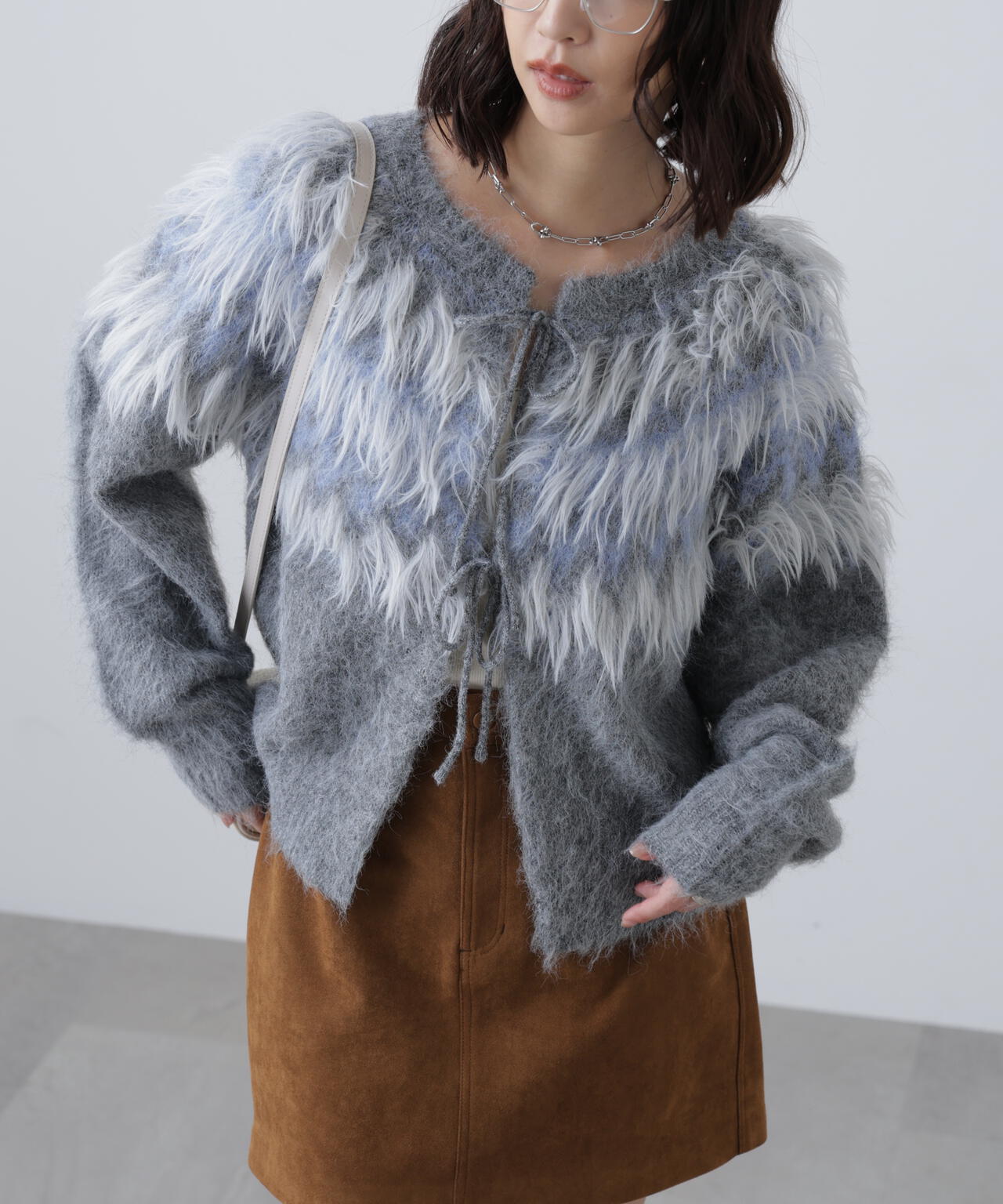 前後2WAYノルディック柄リボンカーディガン