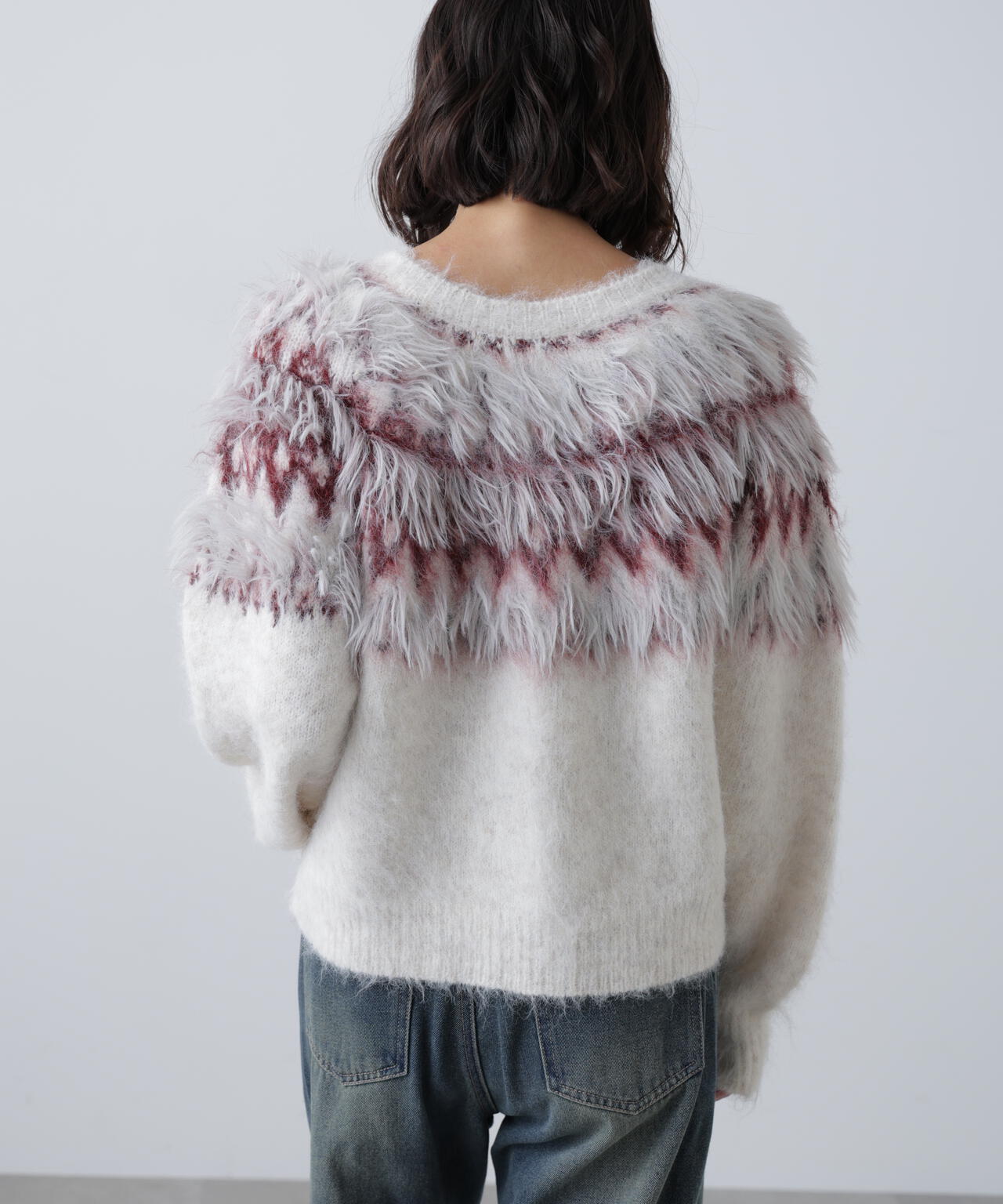 前後2WAYノルディック柄リボンカーディガン