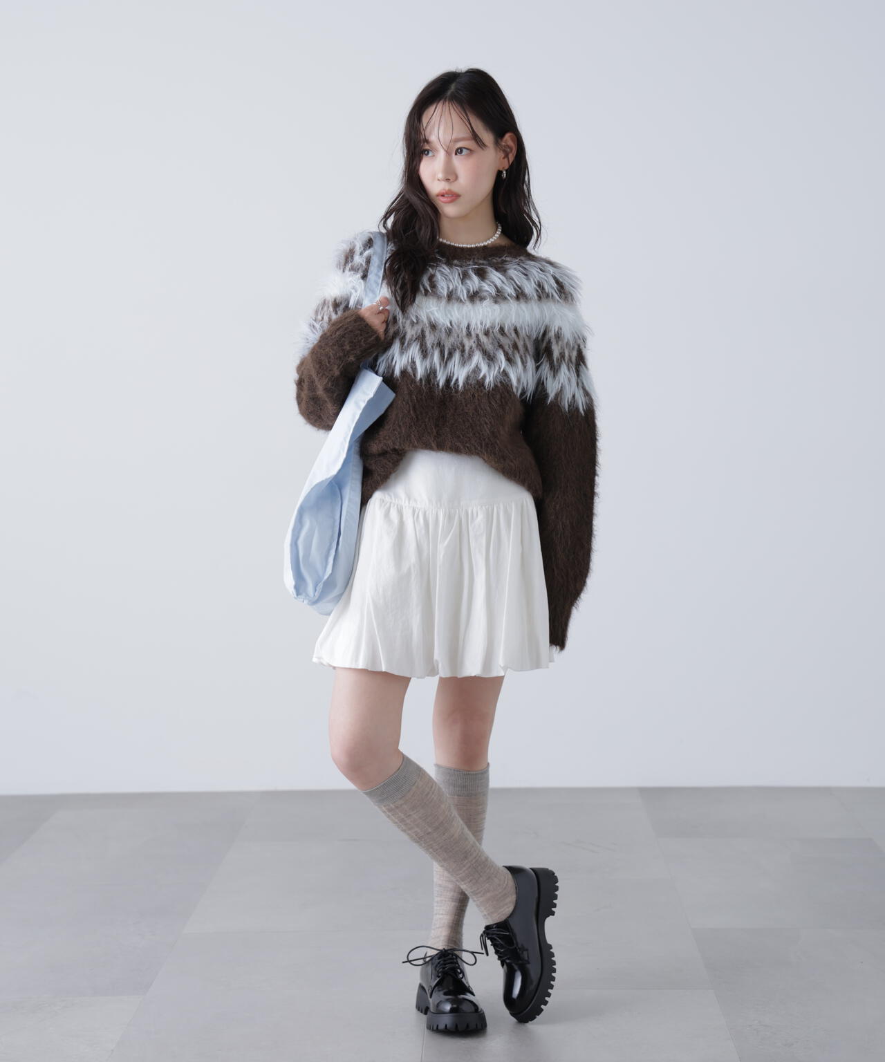 前後2WAYノルディック柄リボンカーディガン