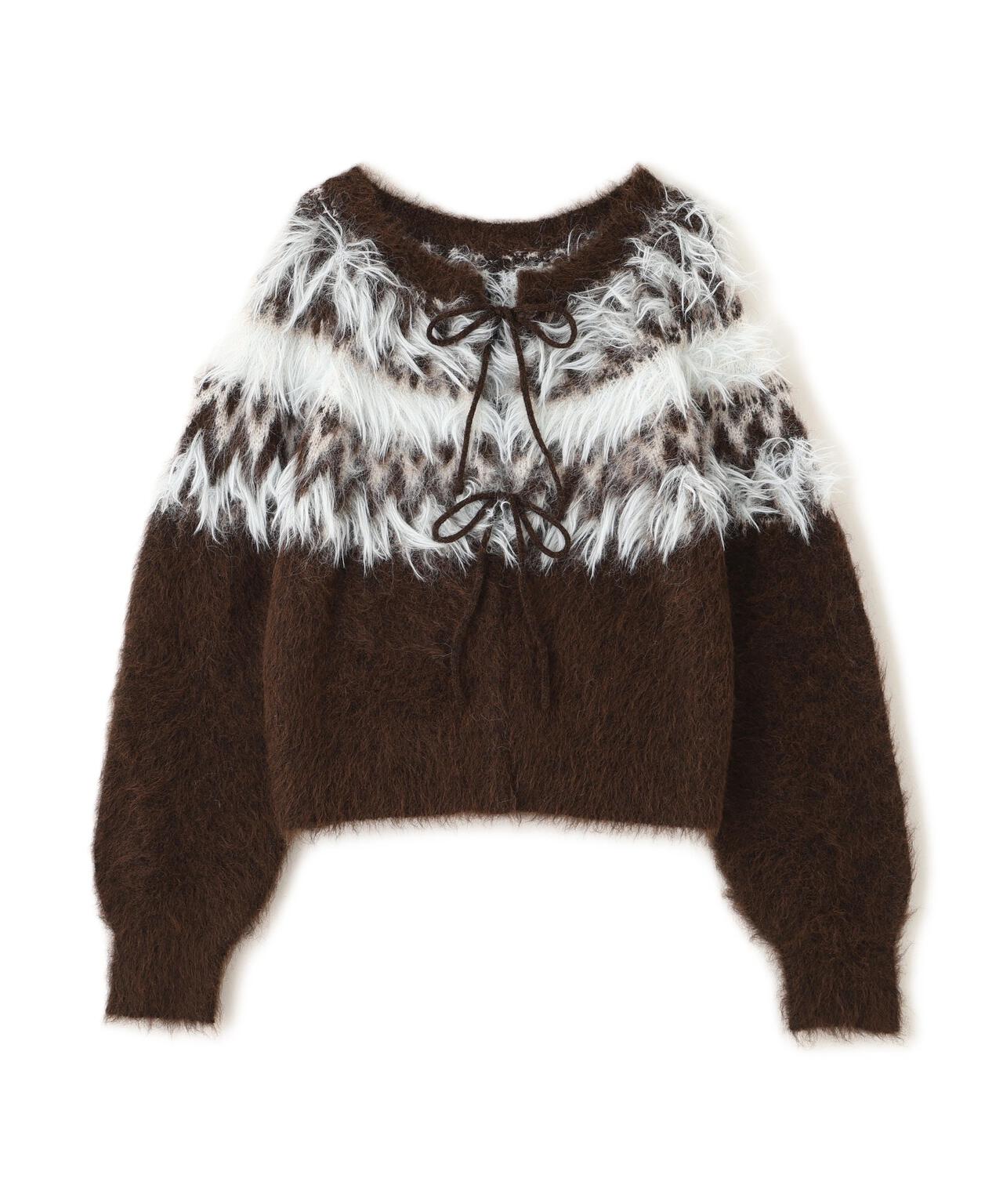 前後2WAYノルディック柄リボンカーディガン