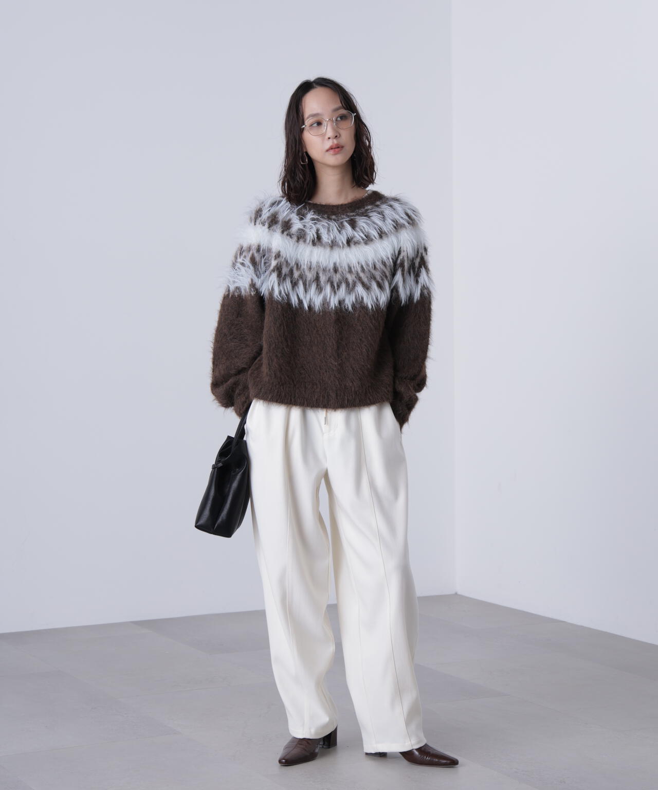 前後2WAYノルディック柄リボンカーディガン