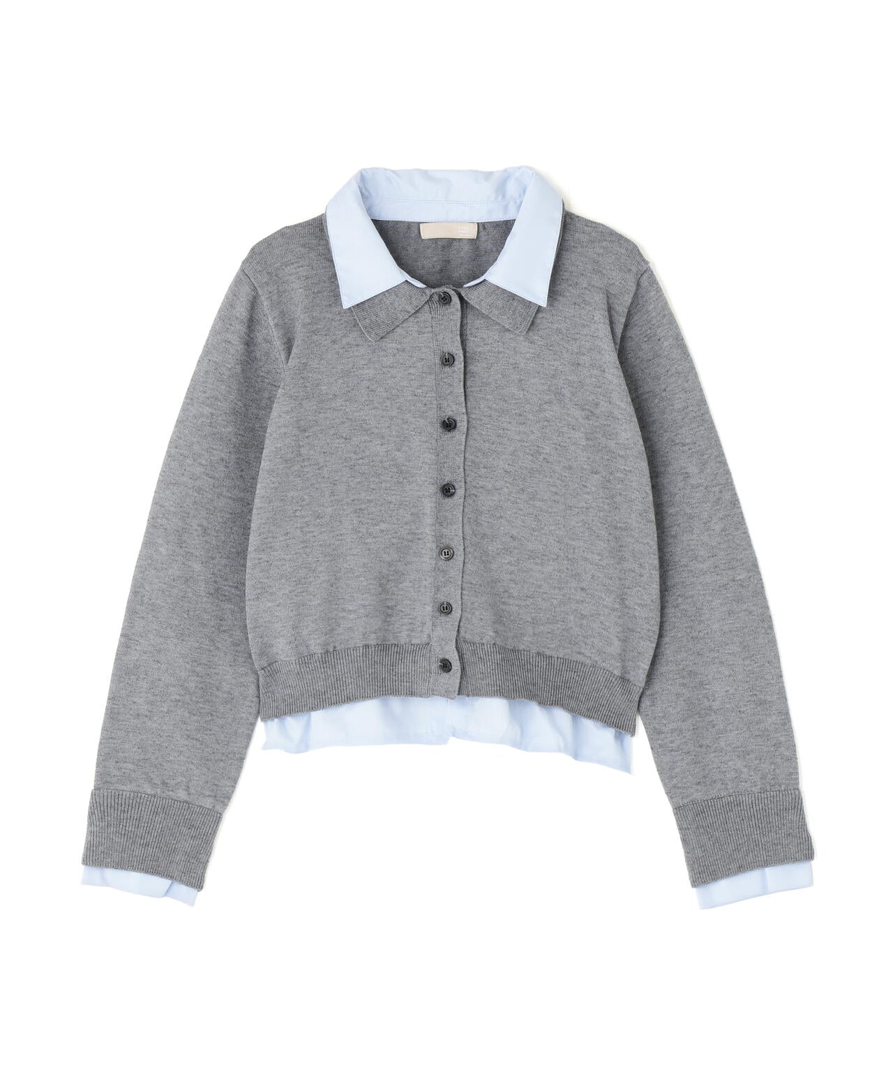 シャツフェイクレイヤードポロカーディガン