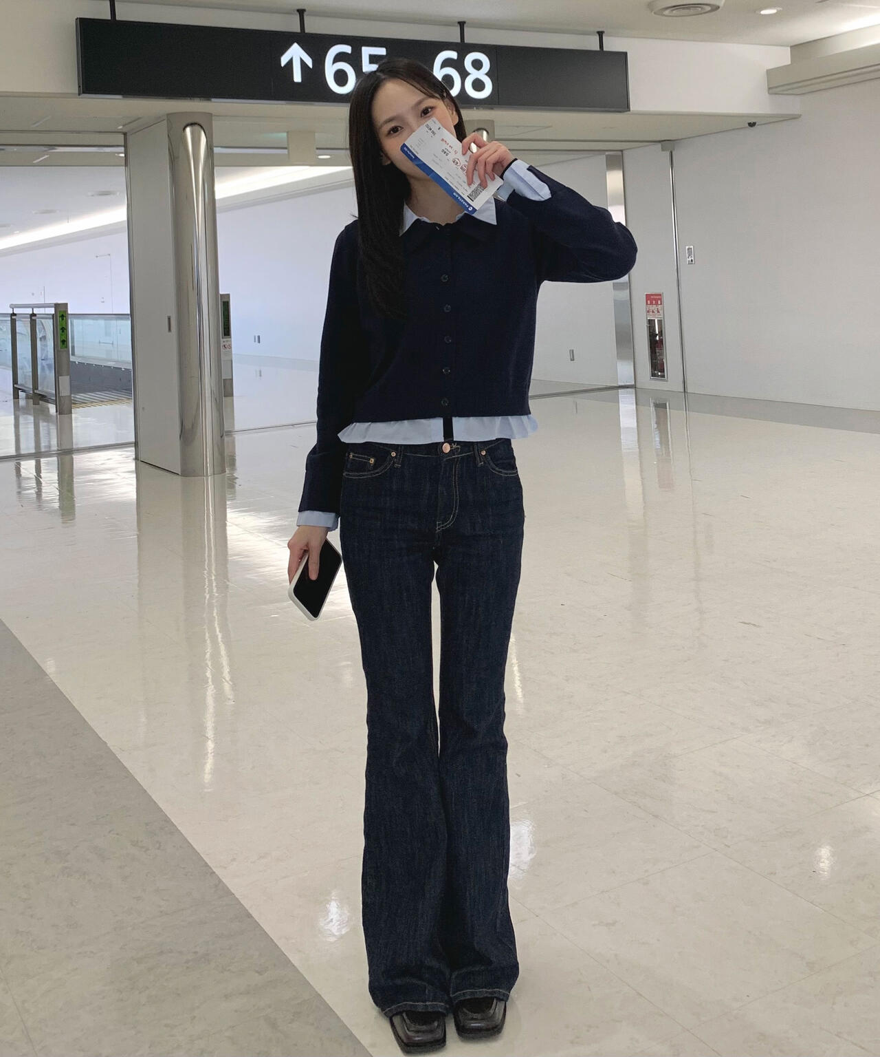 シャツフェイクレイヤードポロカーディガン