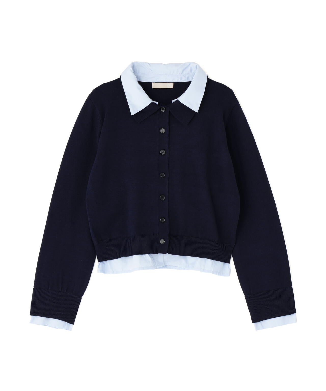 シャツフェイクレイヤードポロカーディガン