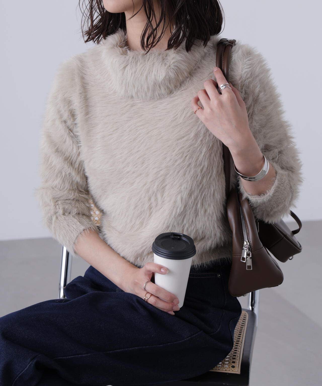 〈MFM〉シャギータートルニット