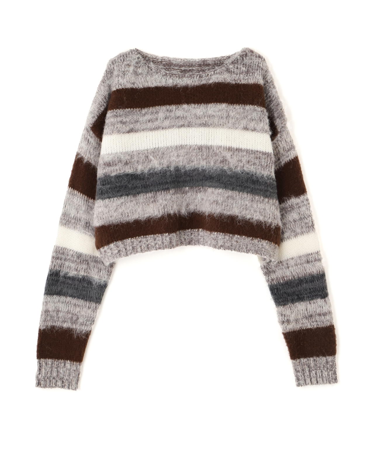 マルチボーダー短丈ニット