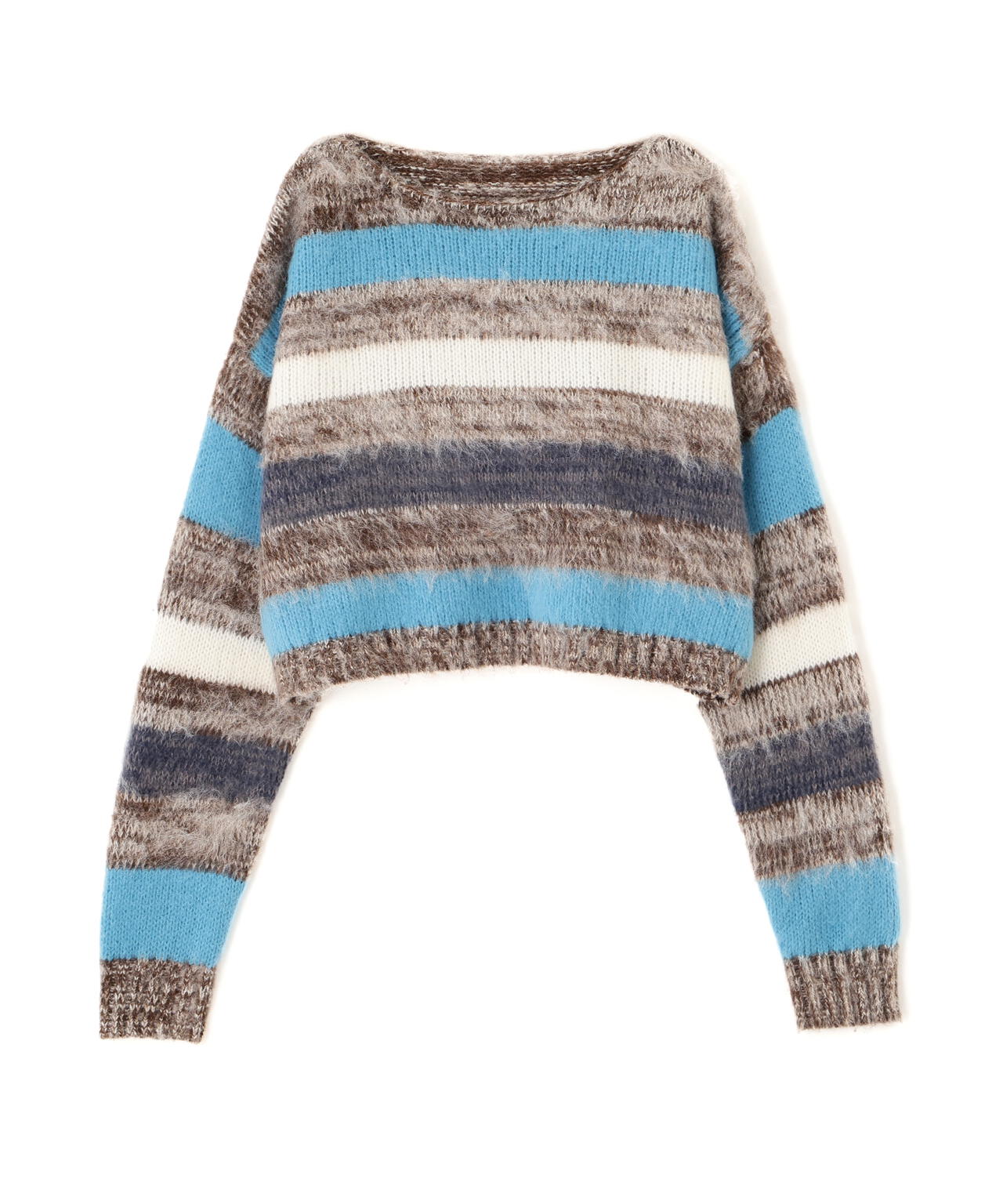 マルチボーダー短丈ニット