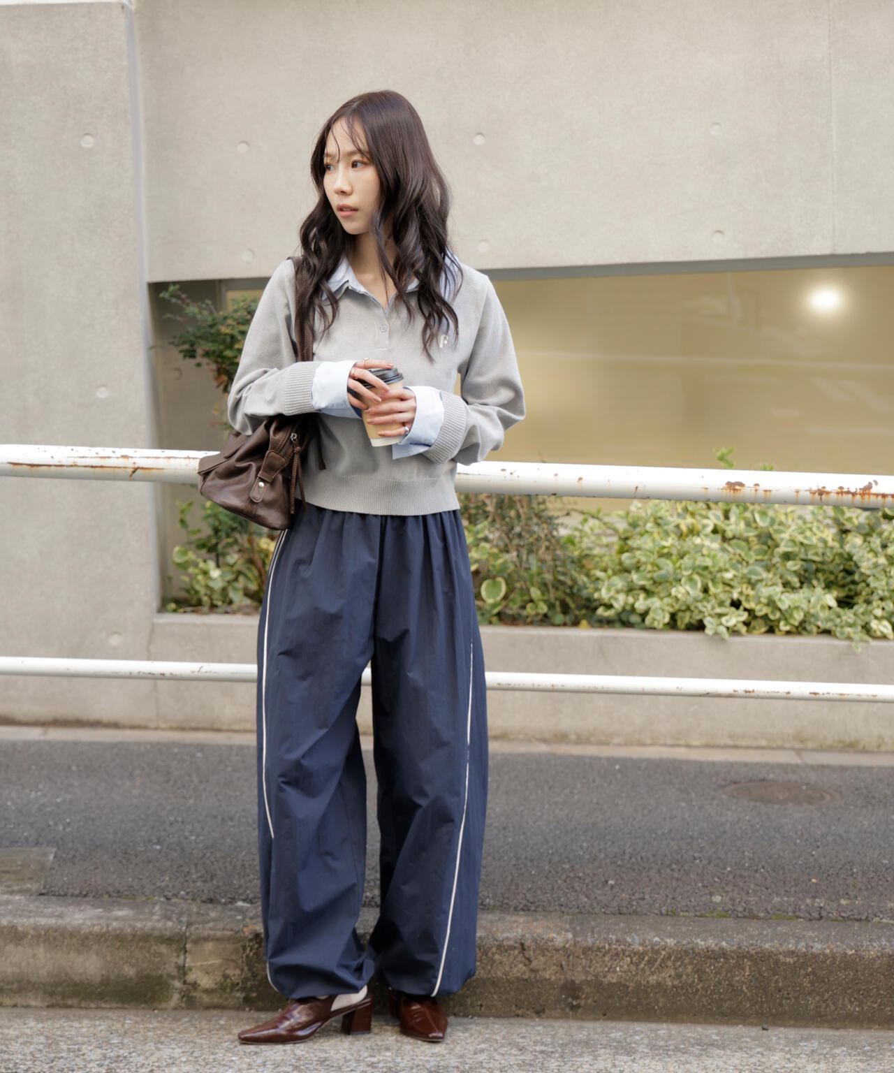 衿付きレイヤード風ポロニット