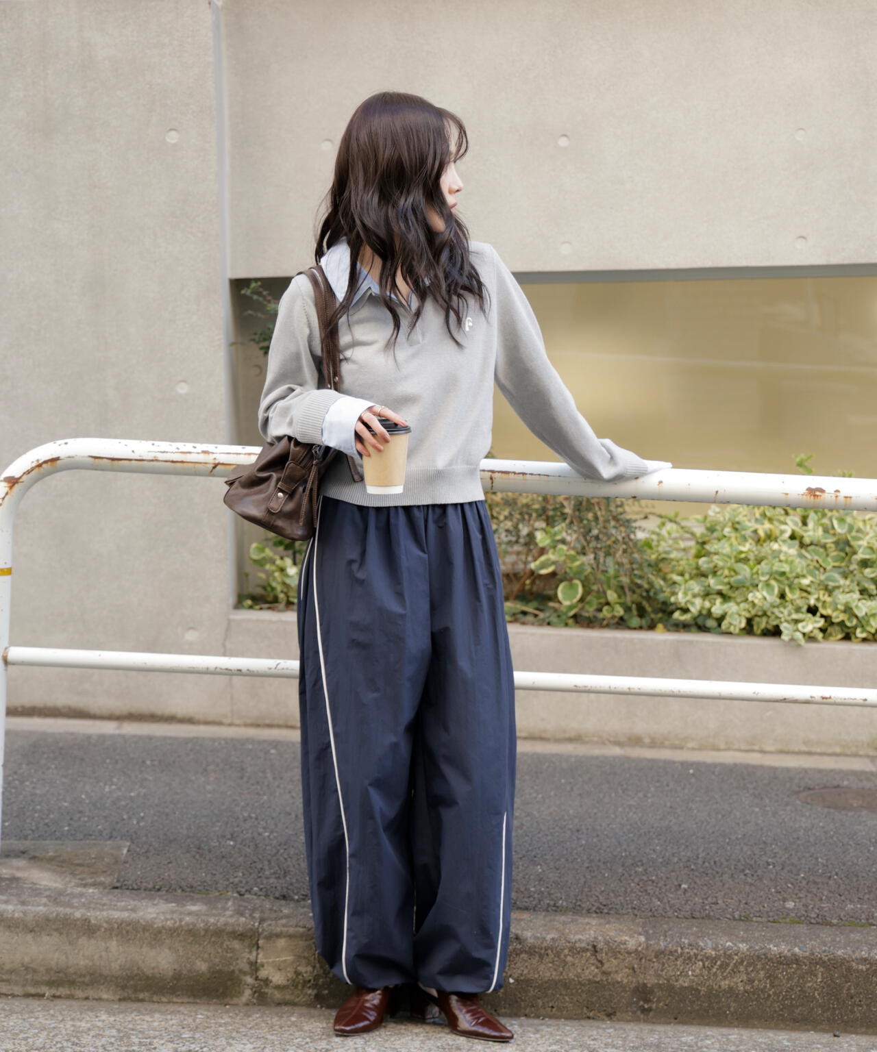 衿付きレイヤード風ポロニット