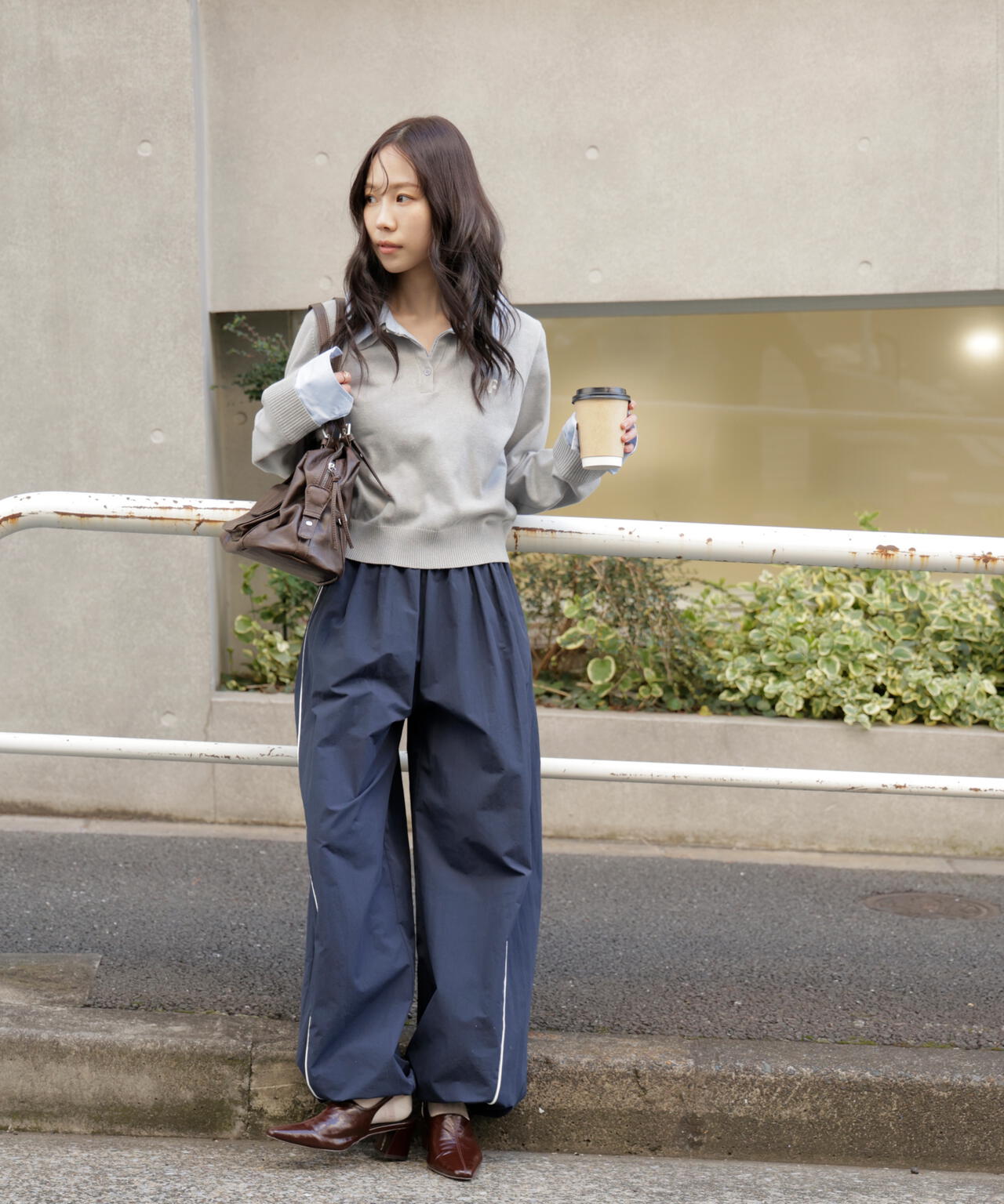 衿付きレイヤード風ポロニット