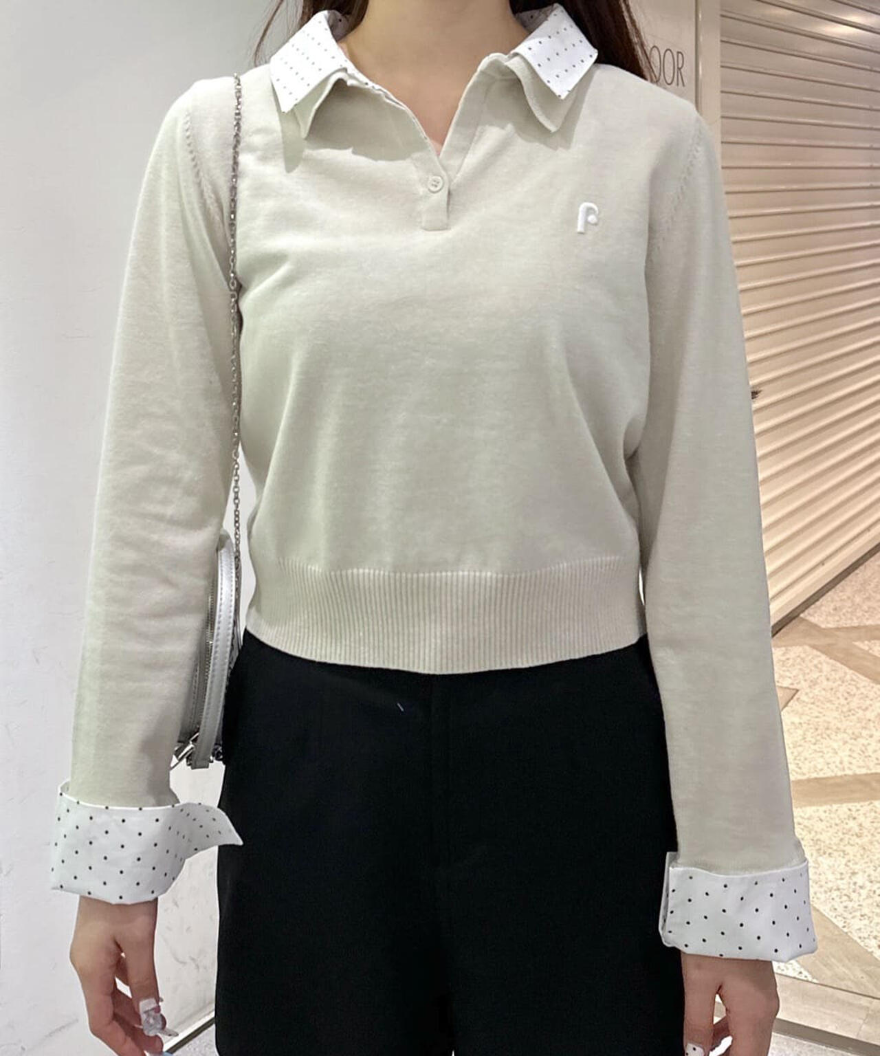 衿付きレイヤード風ポロニット