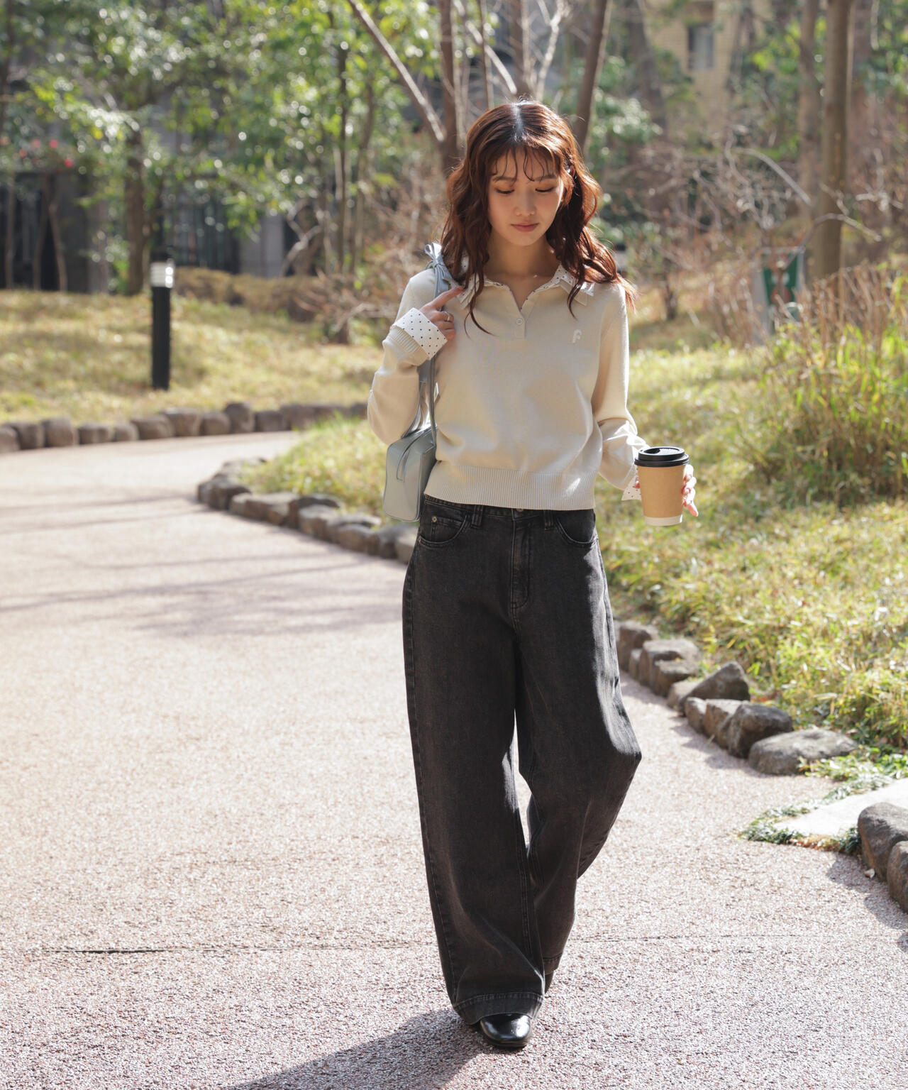 衿付きレイヤード風ポロニット