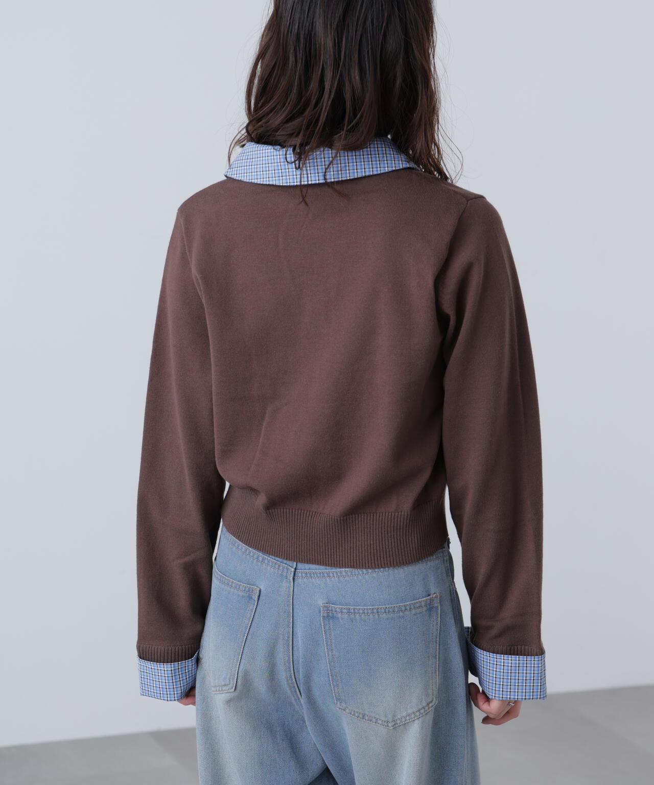 【WEB限定】衿付きレイヤード風ポロニット