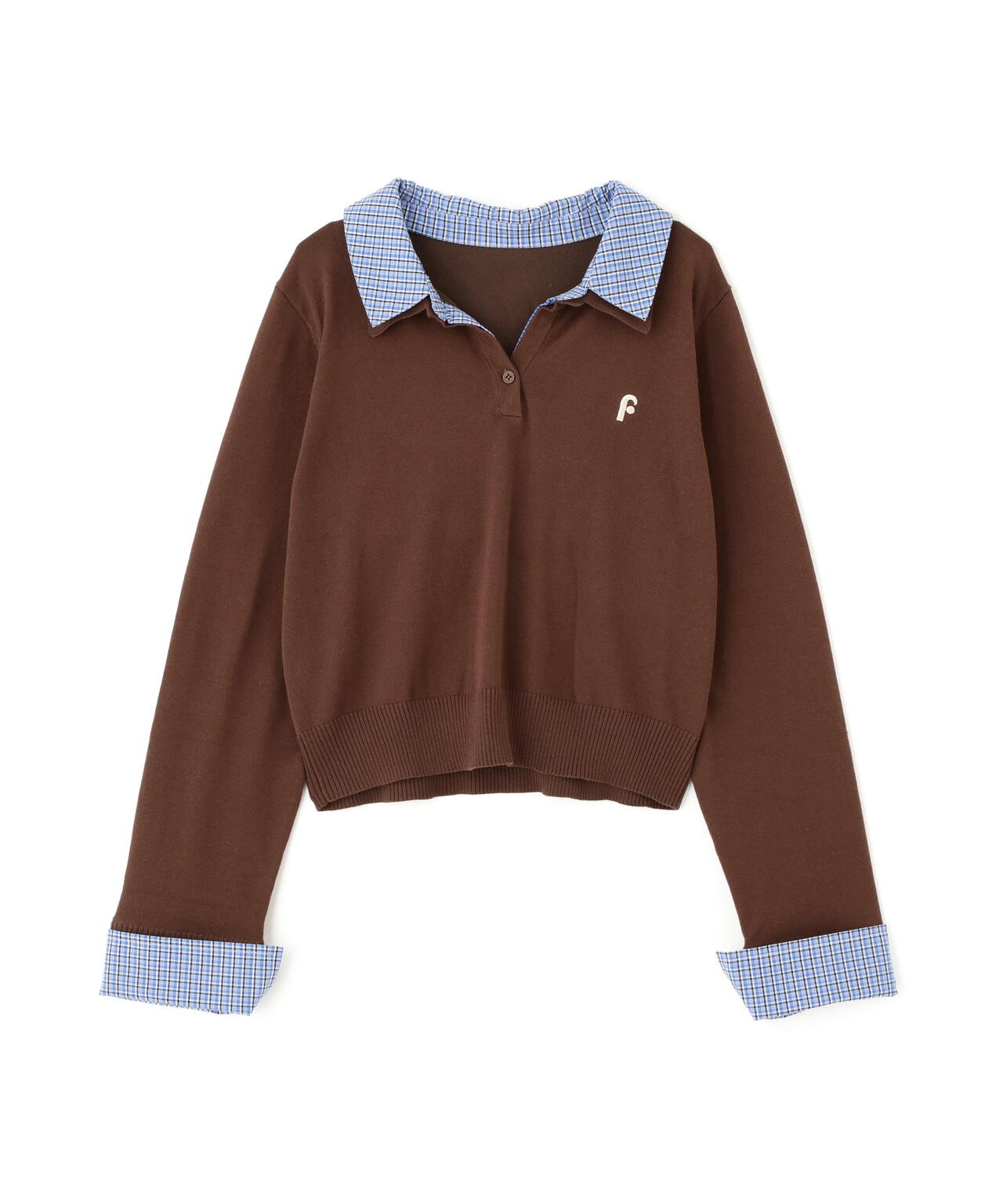 衿付きレイヤード風ポロニット