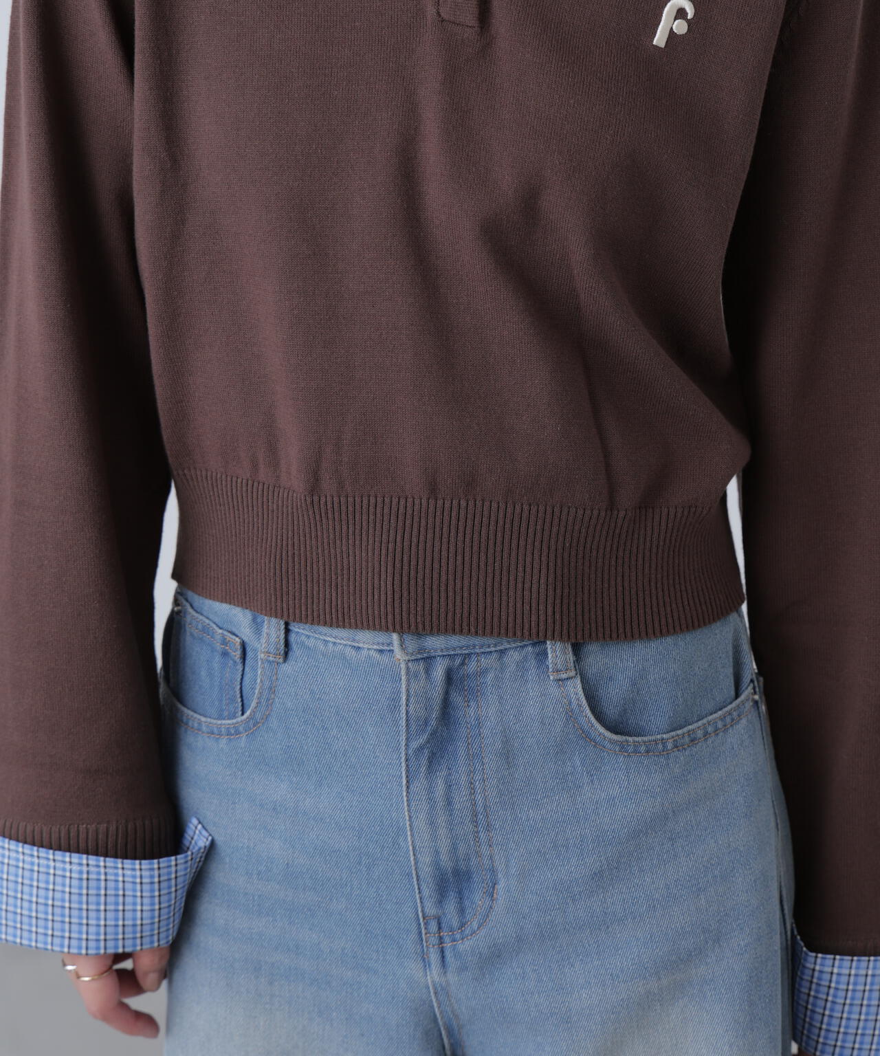 衿付きレイヤード風ポロニット