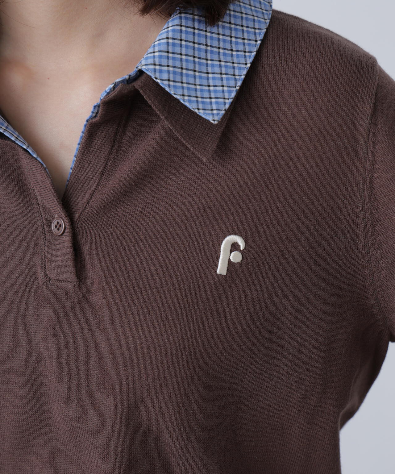 衿付きレイヤード風ポロニット