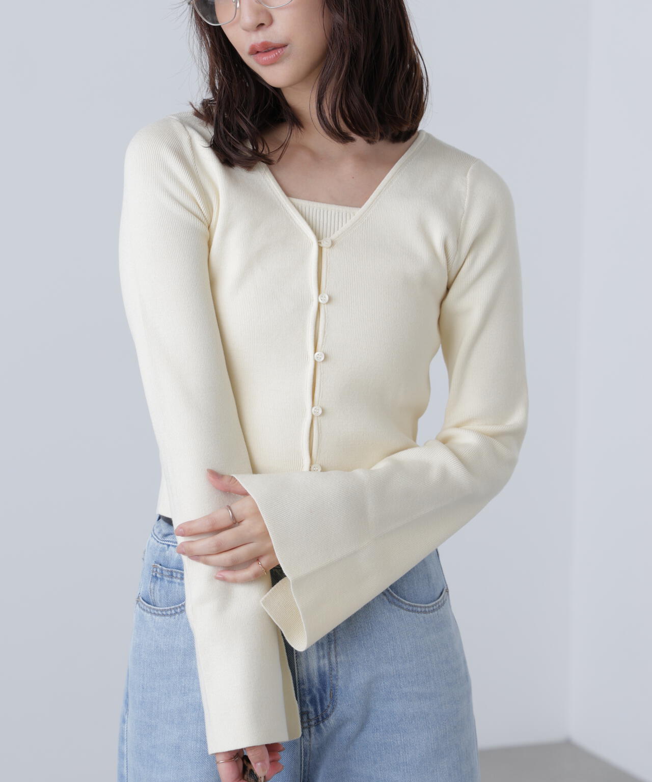 キャミレイヤードニットカーディガン