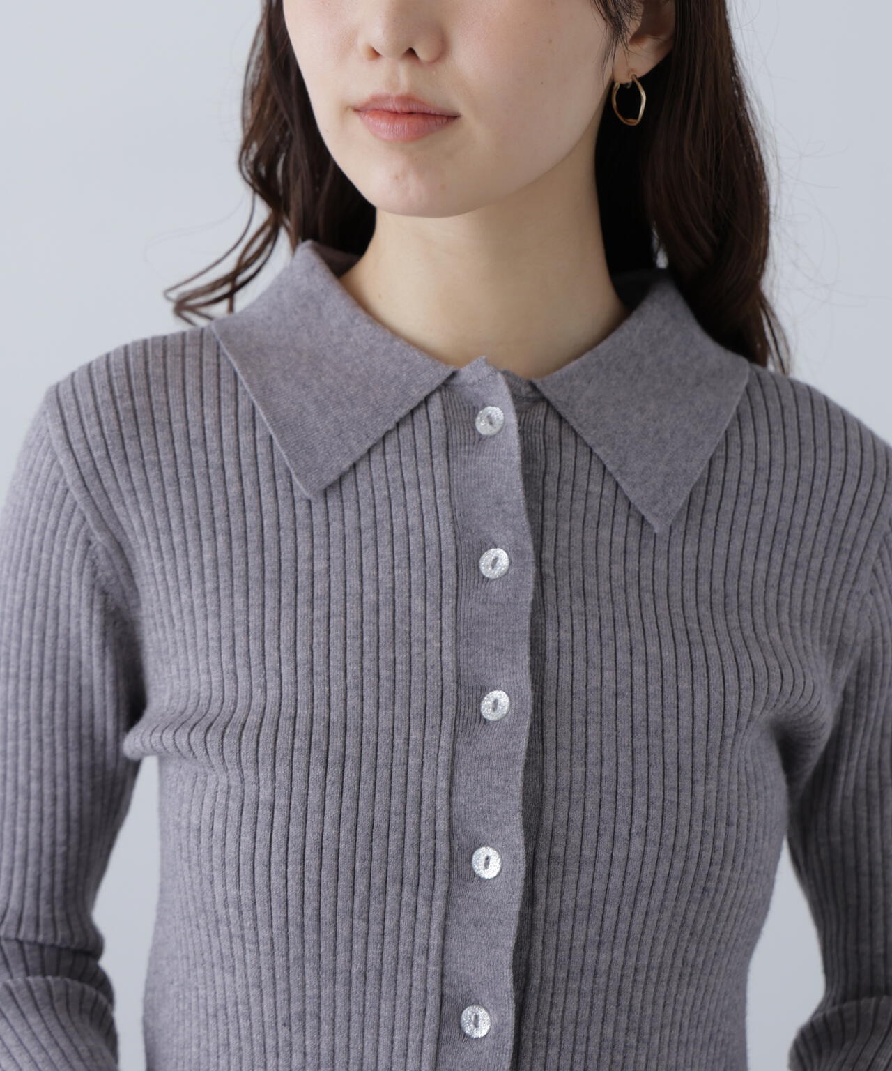 〈MFM〉きらきらボタン襟ニット