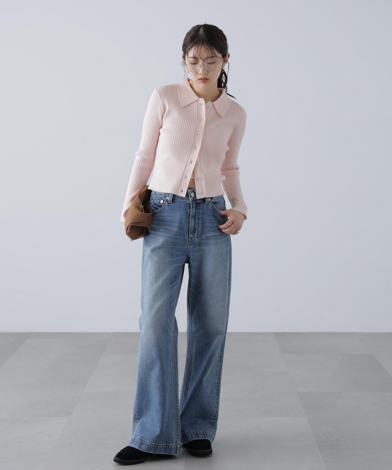 〈MFM〉きらきらボタン襟ニット