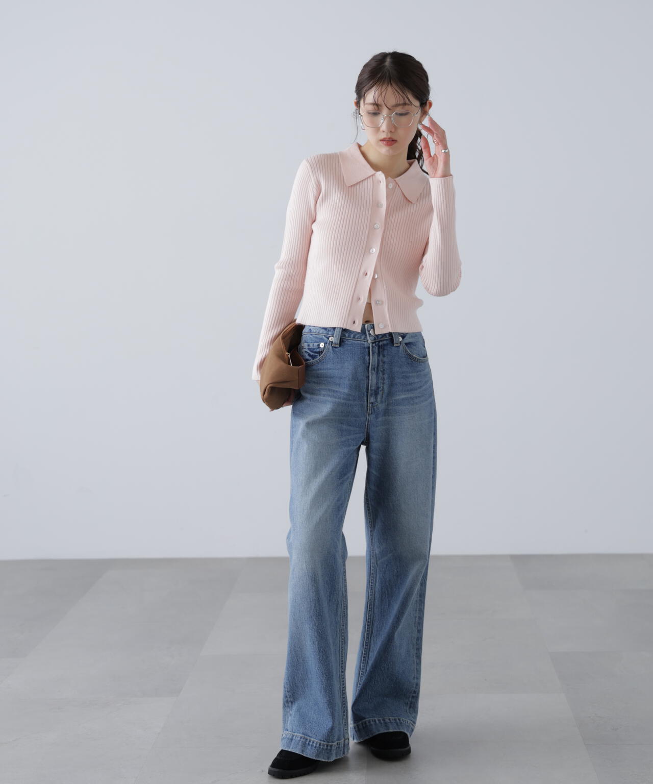 〈MFM〉きらきらボタン襟ニット